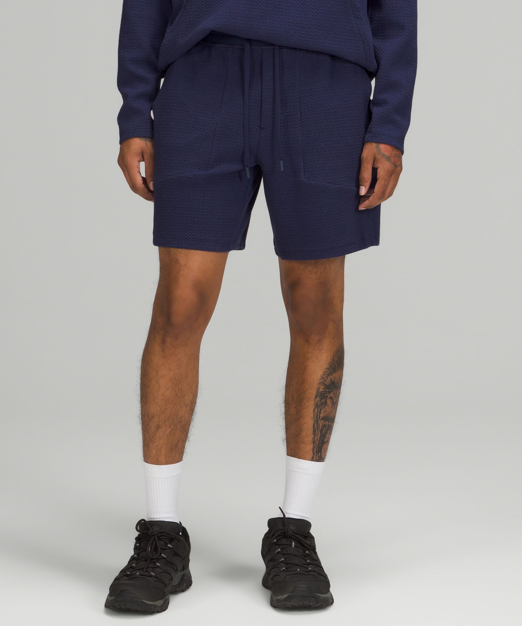 Lululemon At Ease Shorts 7" In Heathered Night Sea/black