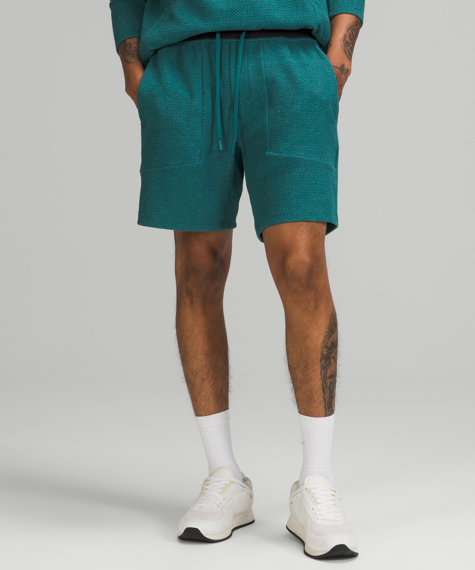 Lululemon At Ease Shorts 7" In Heathered Deep Cove/black