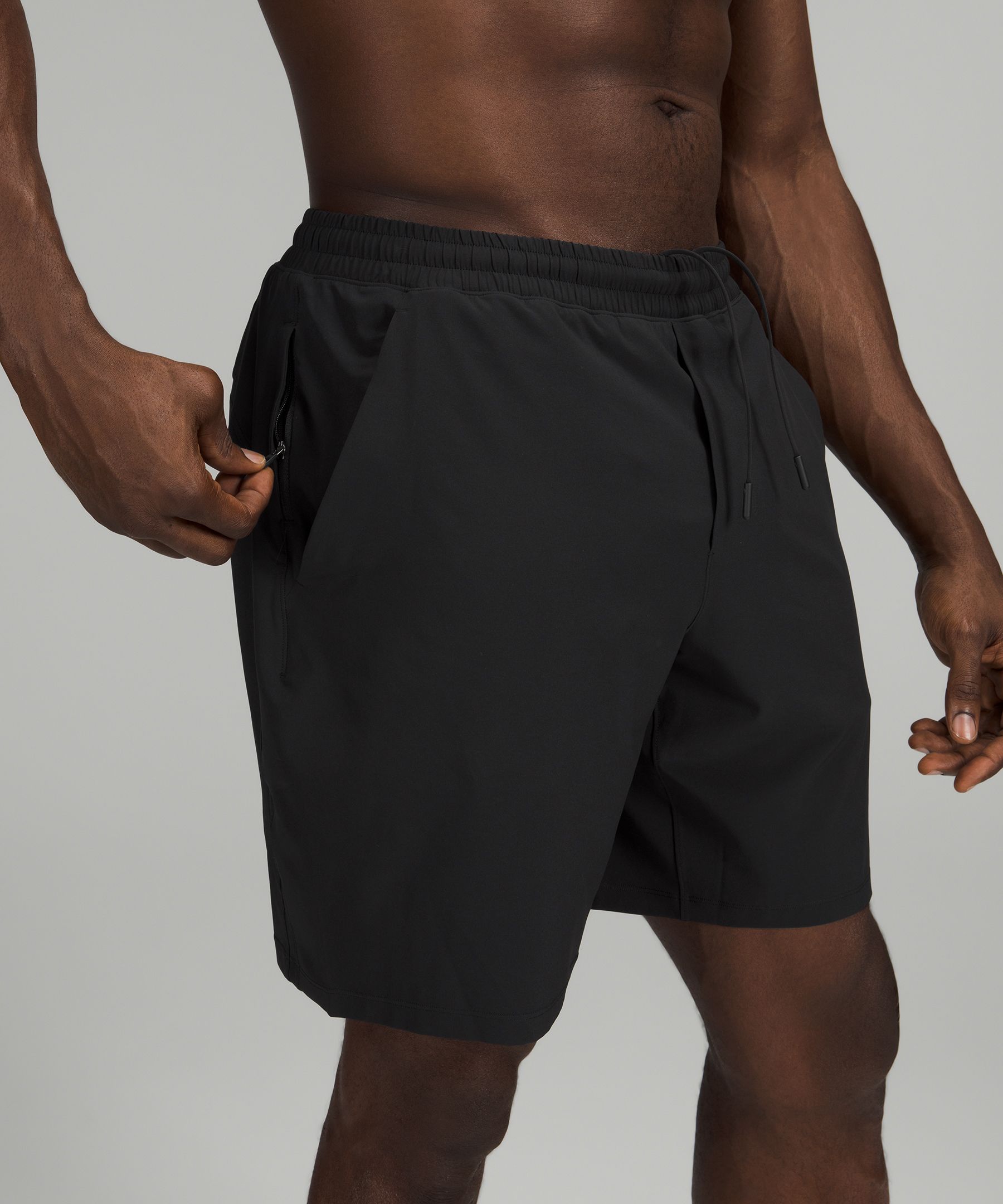 Lululemon Pace Breaker Lined Shorts 9 In Heather Allover Deep Coal Black