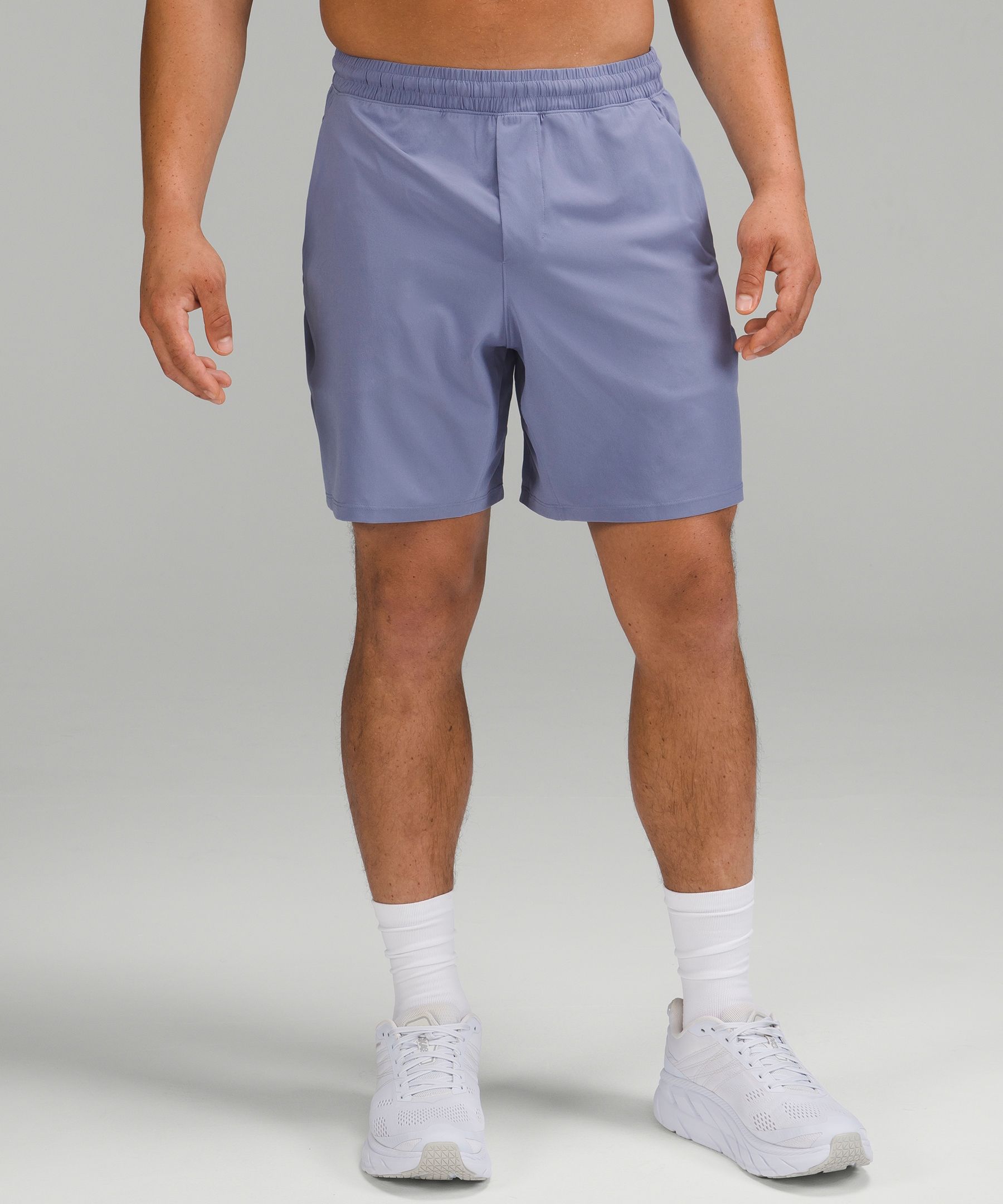 Lululemon Athletica Men Blue/Grey Nylon Blend Stretch Plaid Hiking