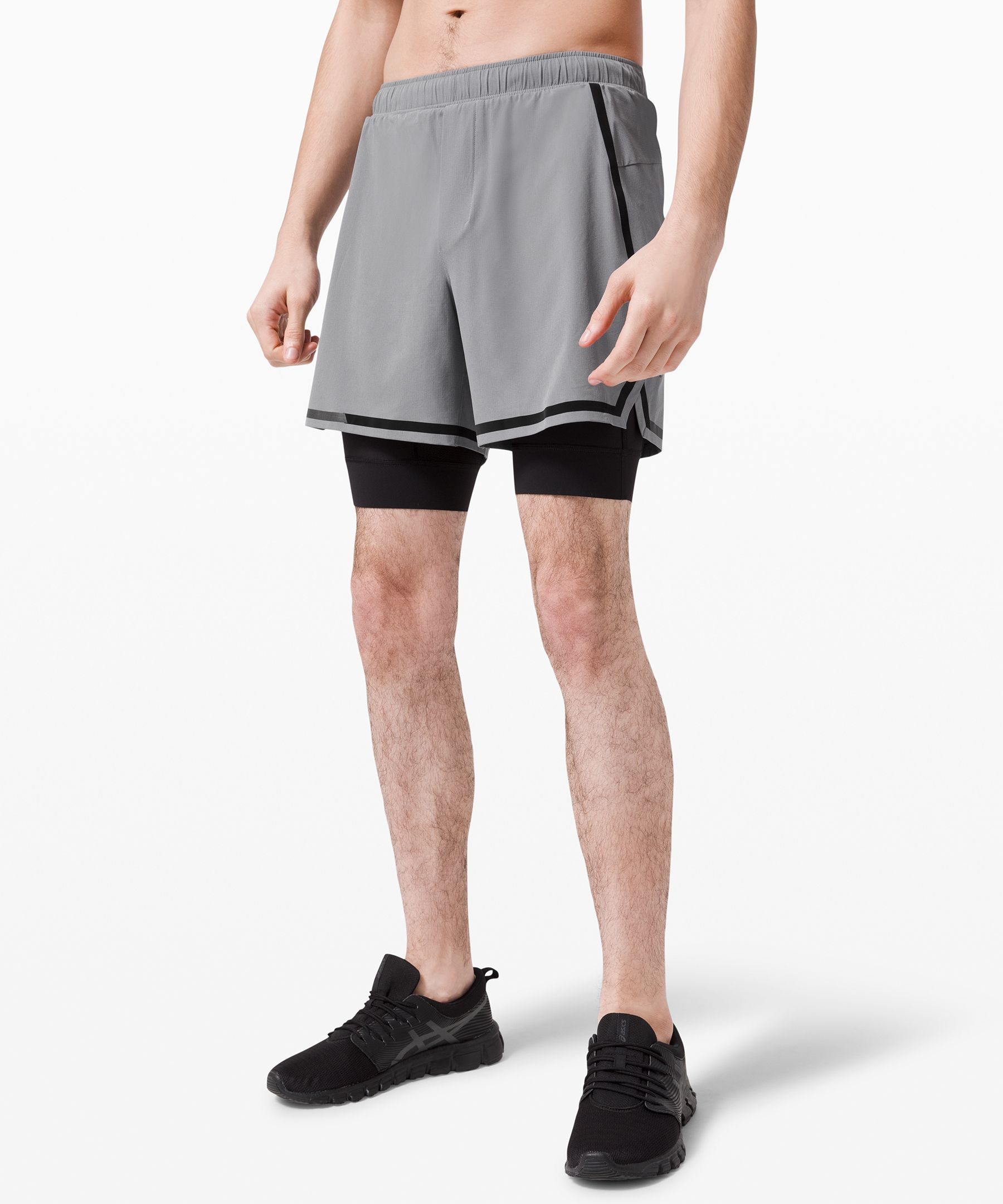 Lululemon Surge Lined Shorts 6 Bold Lines In Asphalt Grey