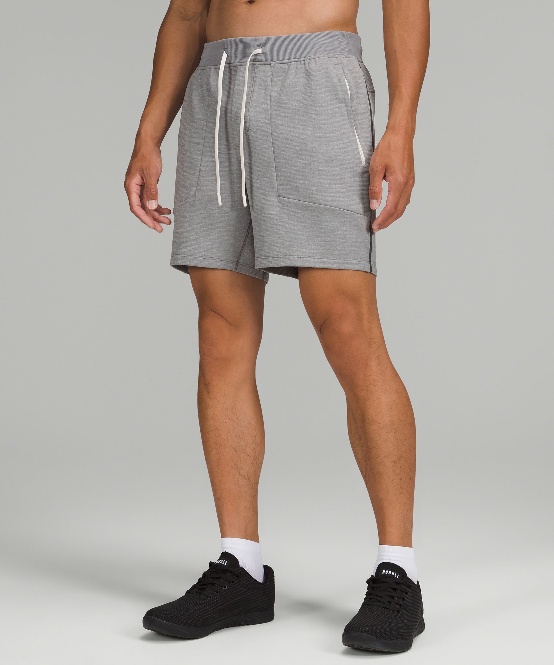 Lululemon Textured Tech Shorts 7" In Heathered White Opal/rhino Grey