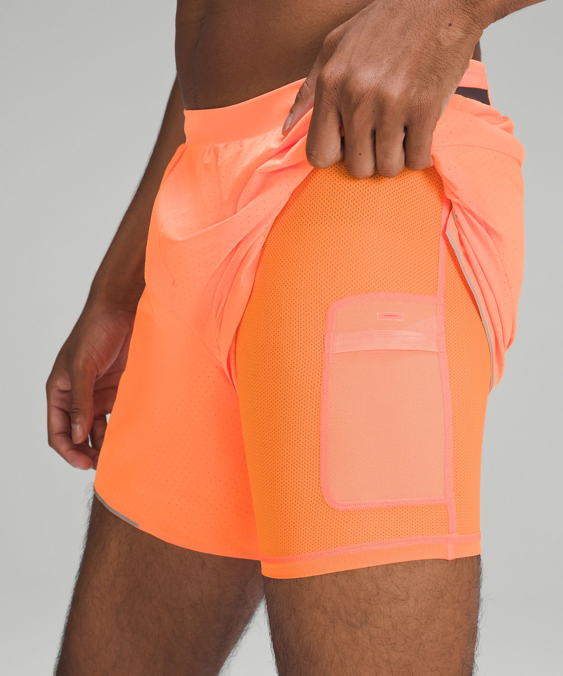 Shop Lululemon Fast And Free Lined Shorts 6" In Highlight Orange