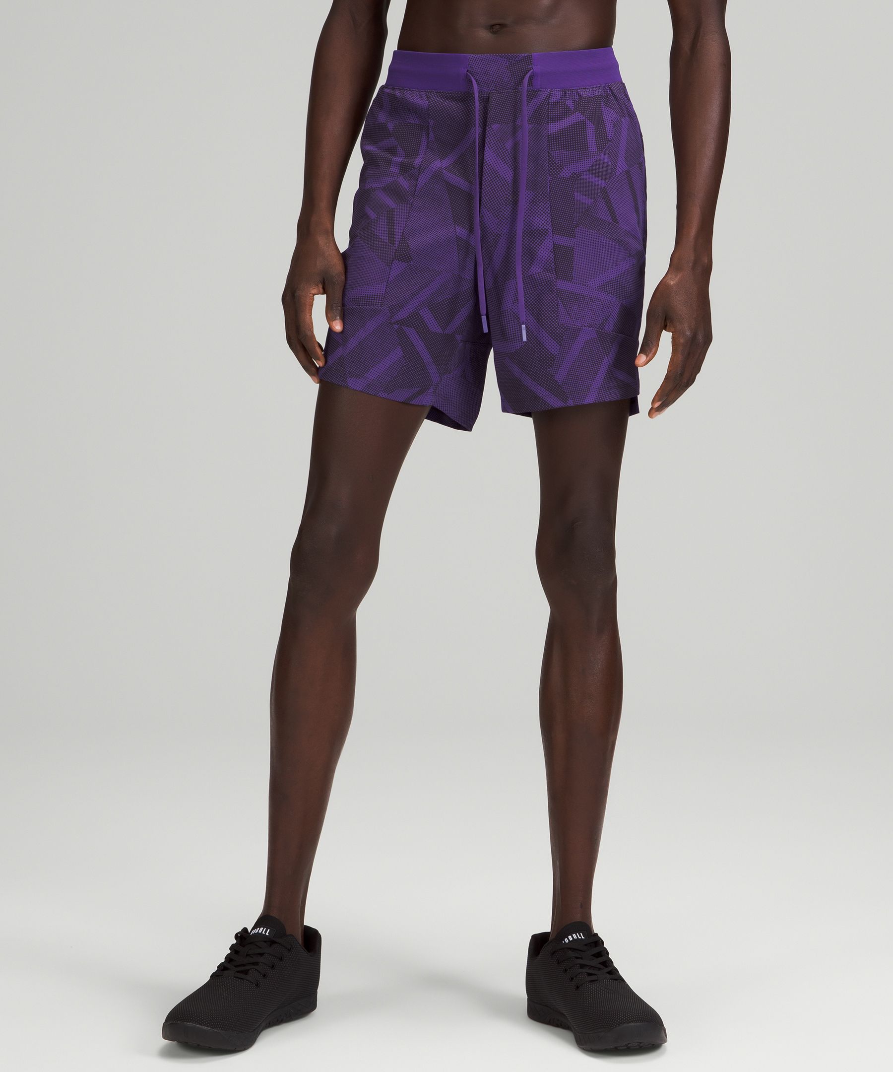 Lululemon License To Train Linerless Shorts 7" In Fragmentize Petrol Purple Black Granite