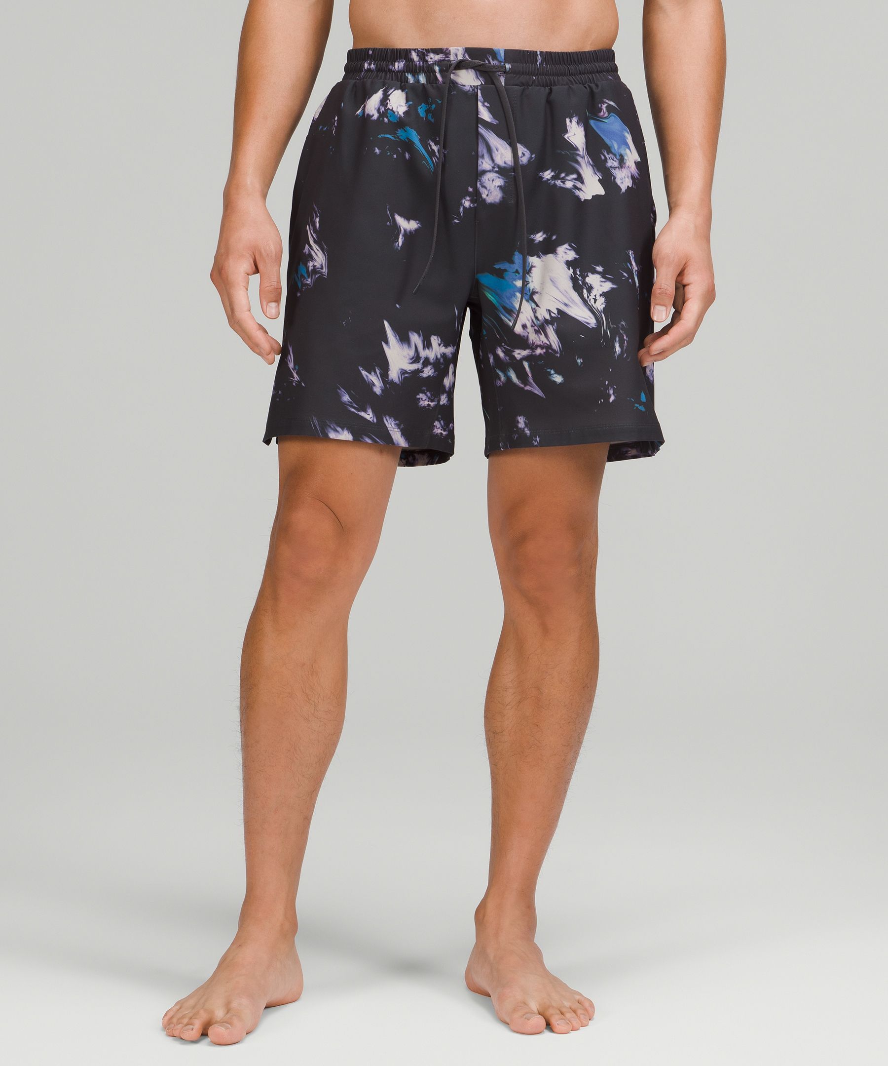 Lululemon Pool Shorts 7" In Diffuse Dye Print Graphite Grey