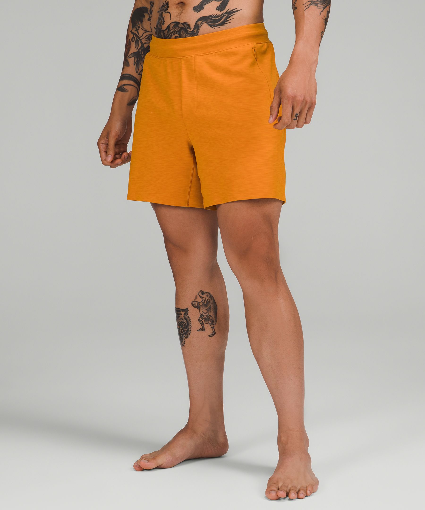 Lululemon Balancer Shorts 6" Everlux In Heathered Autumn Orange