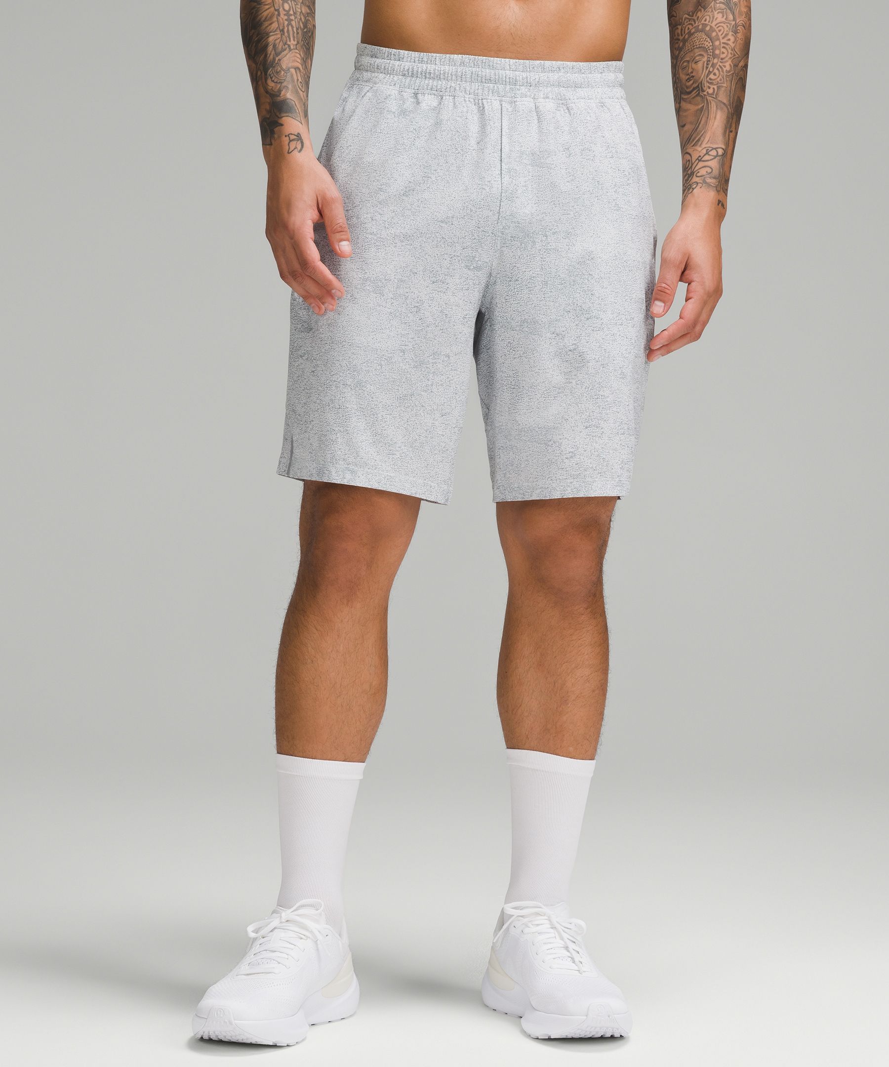 Lululemon - Pace Breaker Short Linerless 9 - Heathered Texture Printed  Mercury Deep Coal - $58.00