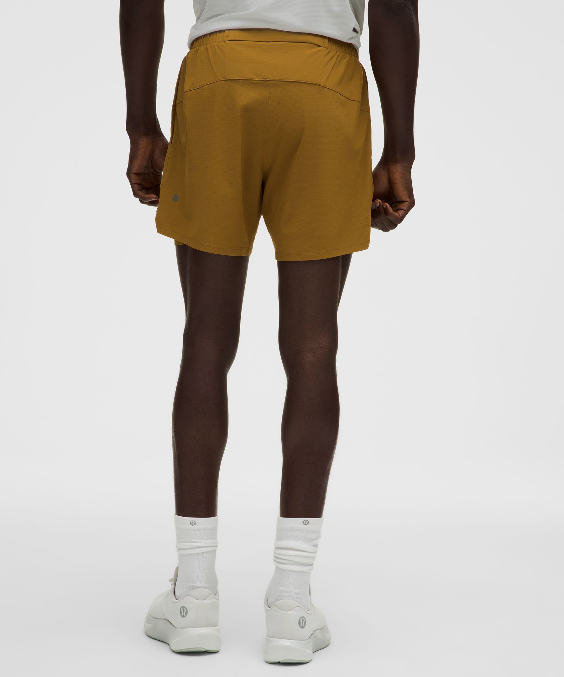 Lululemon Mile Maker Run Crew Ripstop Lined Short 6" In Gold