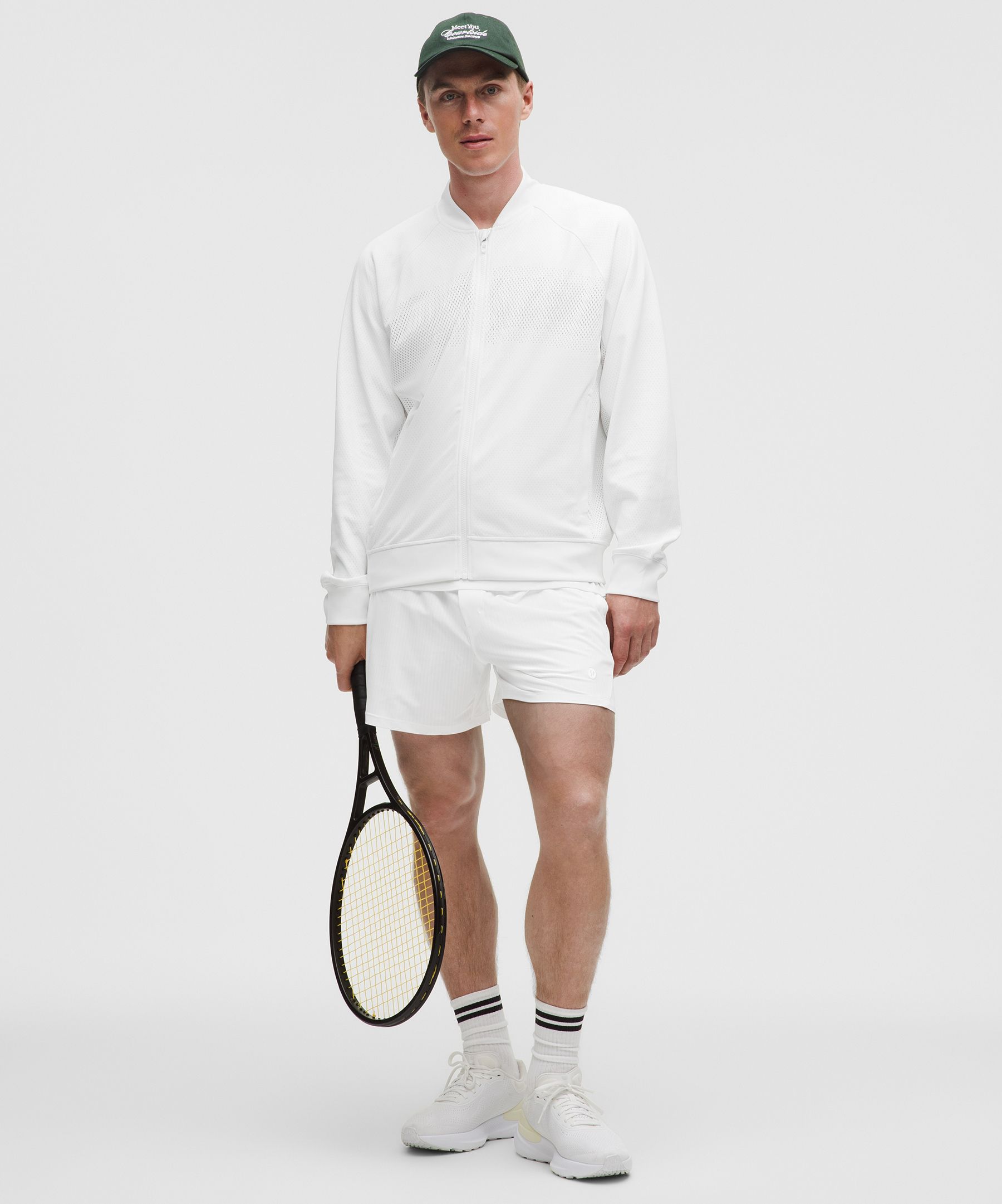 Striped Mesh Tennis Short 5"