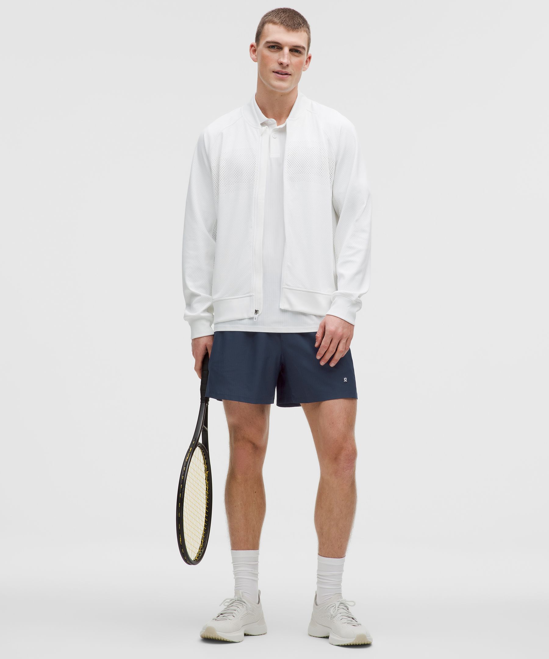 Striped Mesh Tennis Short 5"