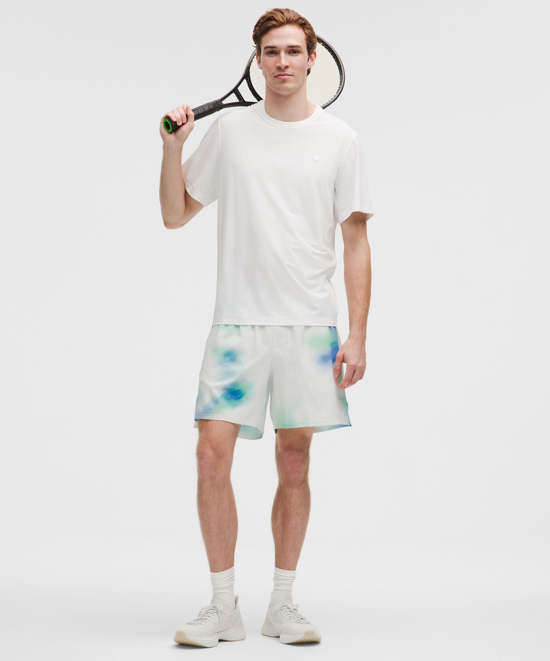 lululemon – Men’s Ventilated Tennis Shorts – 7″ – Color Blue/Green/White – Size 6