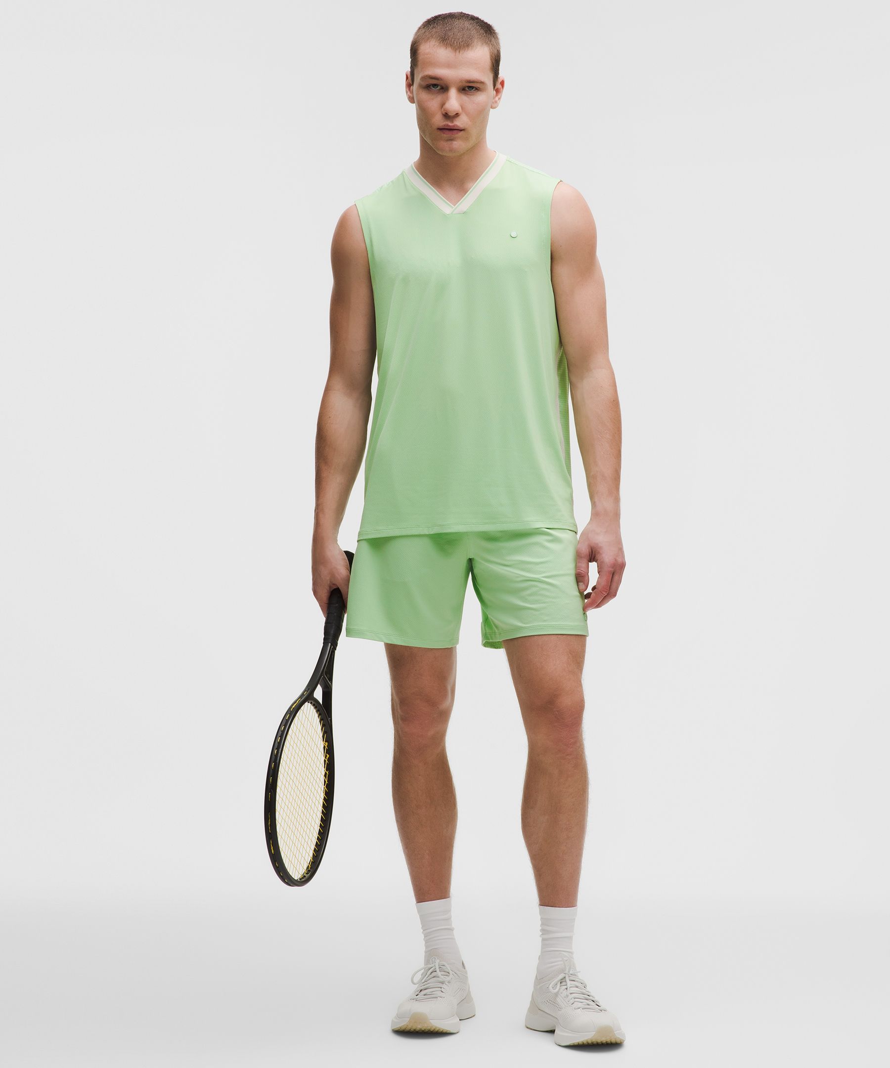 Mesh-Panelled Tennis Short 7"