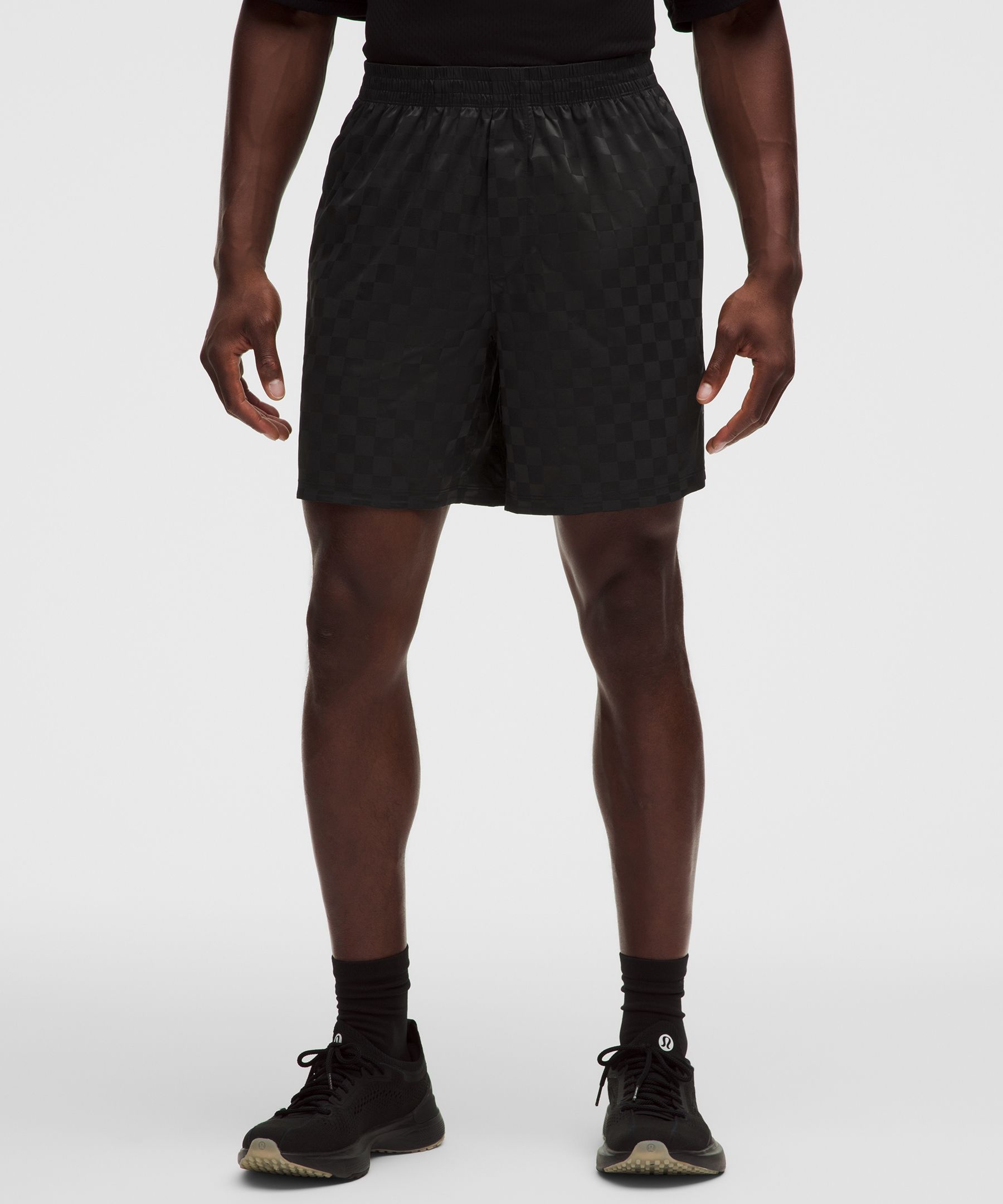 Shorts Checkerboard Satin para gym sin forro 7&rdquo;