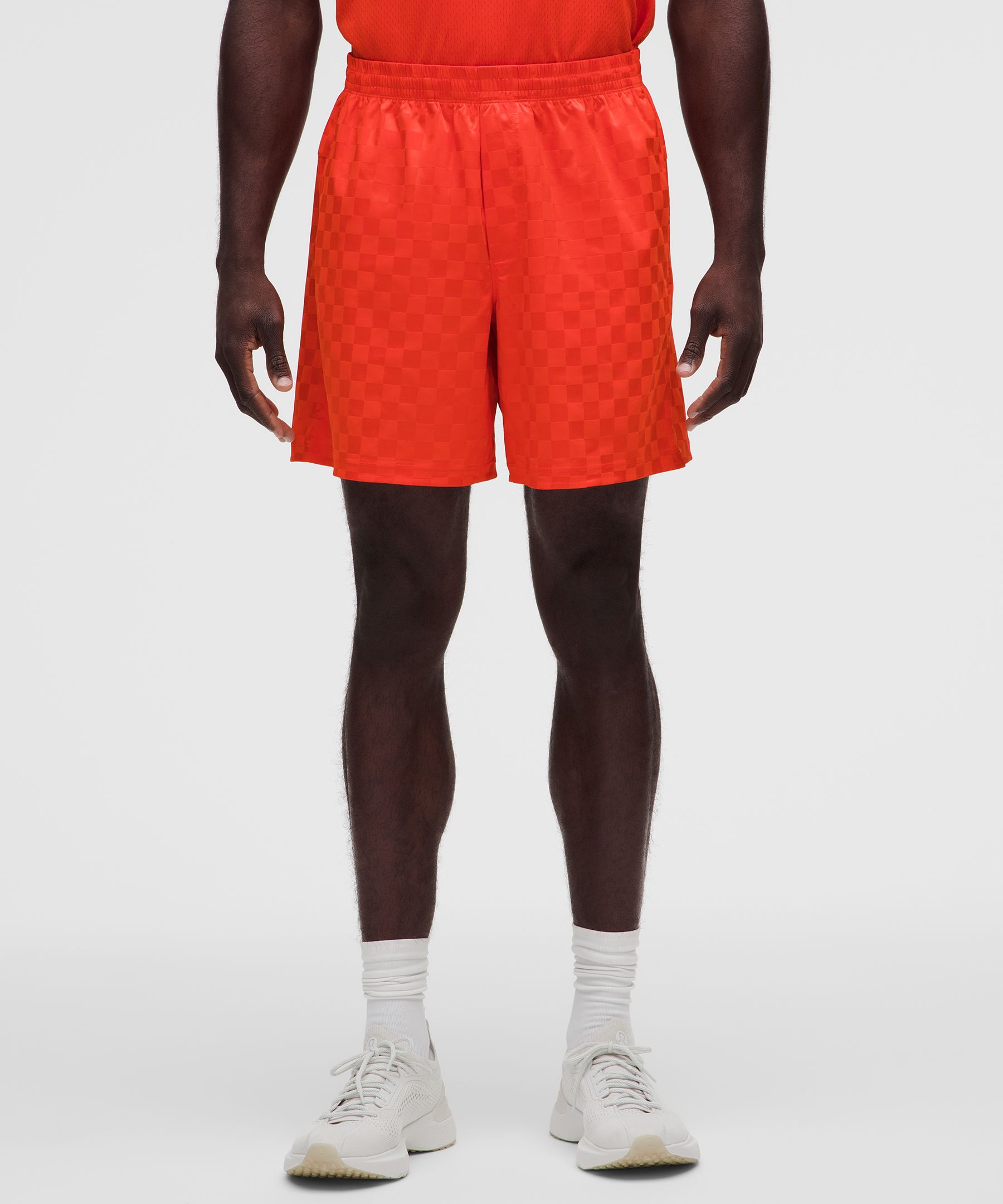 Checkerboard Satin Linerless Gym Short 7"