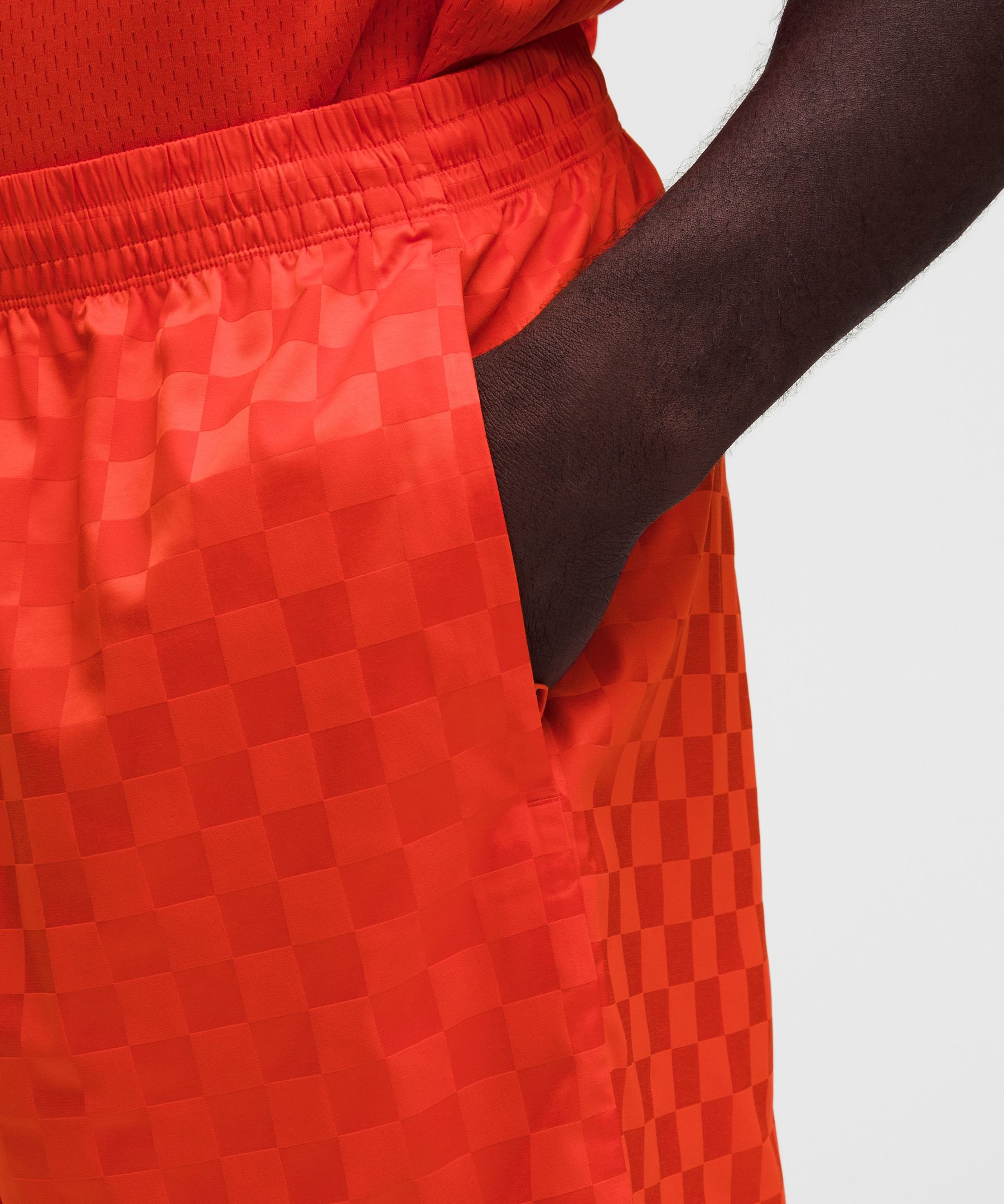 Checkerboard Satin Linerless Gym Short 7"