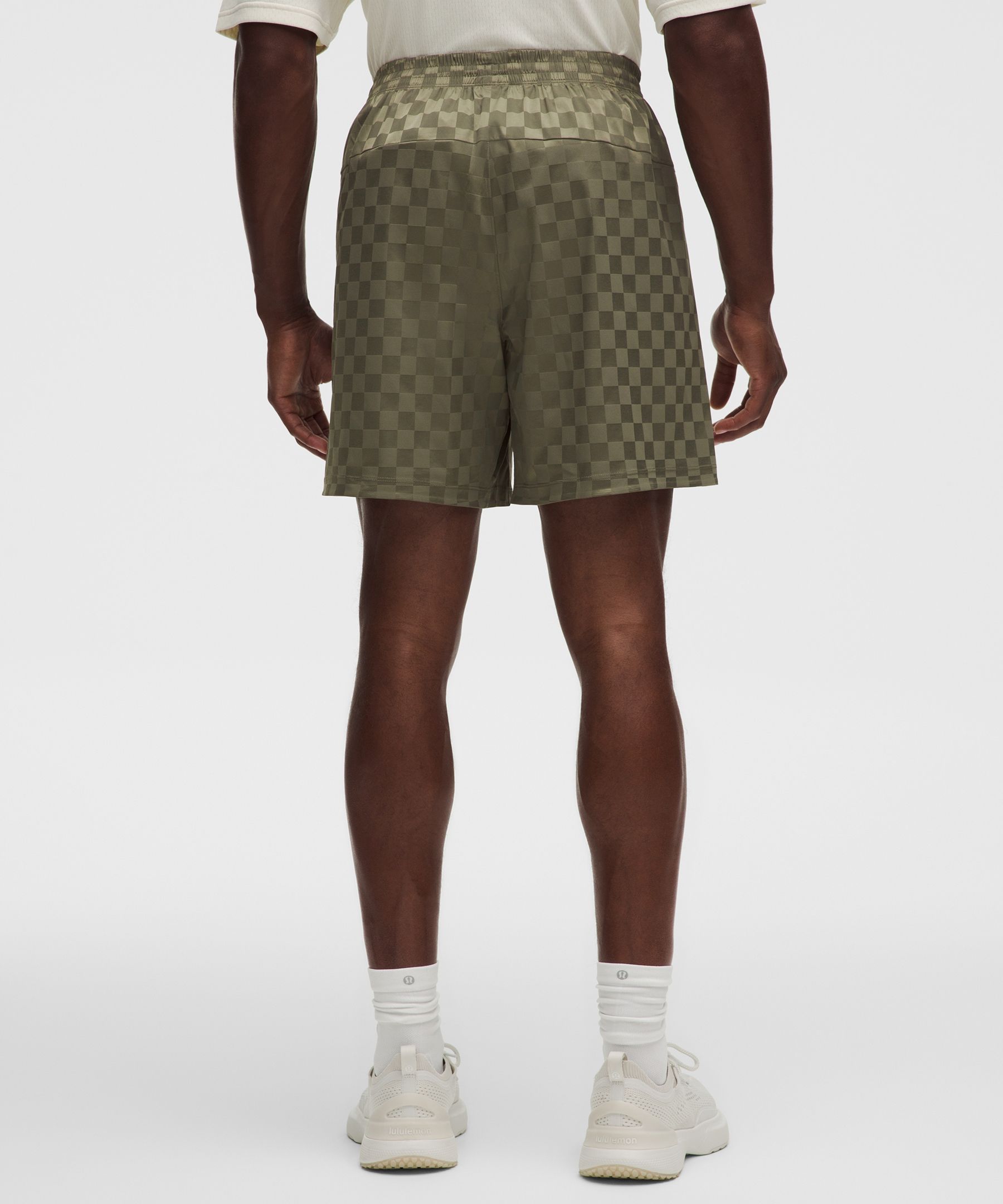 Checkerboard Satin Linerless Gym Short 7"