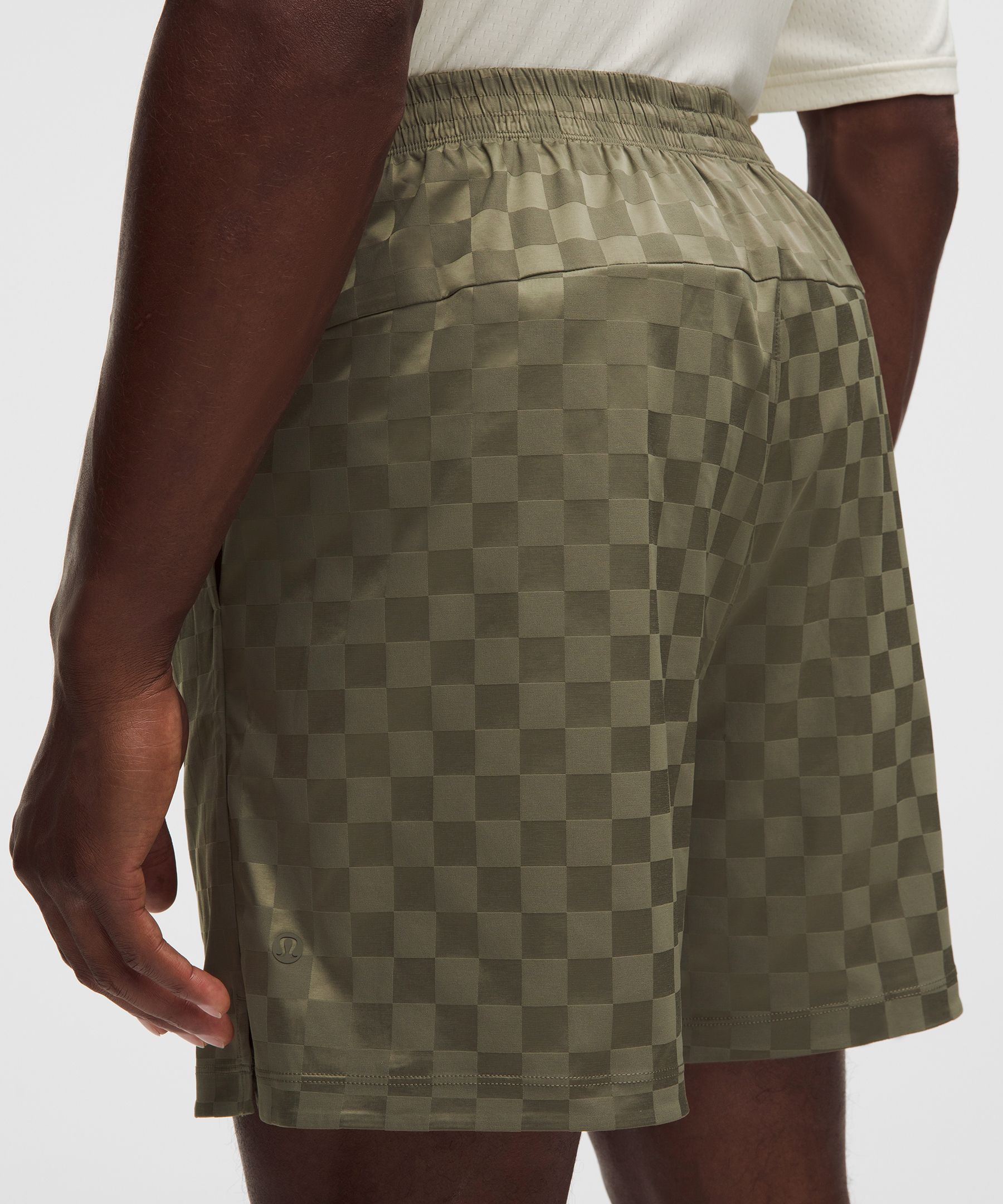 Checkerboard Satin Linerless Gym Short 7"