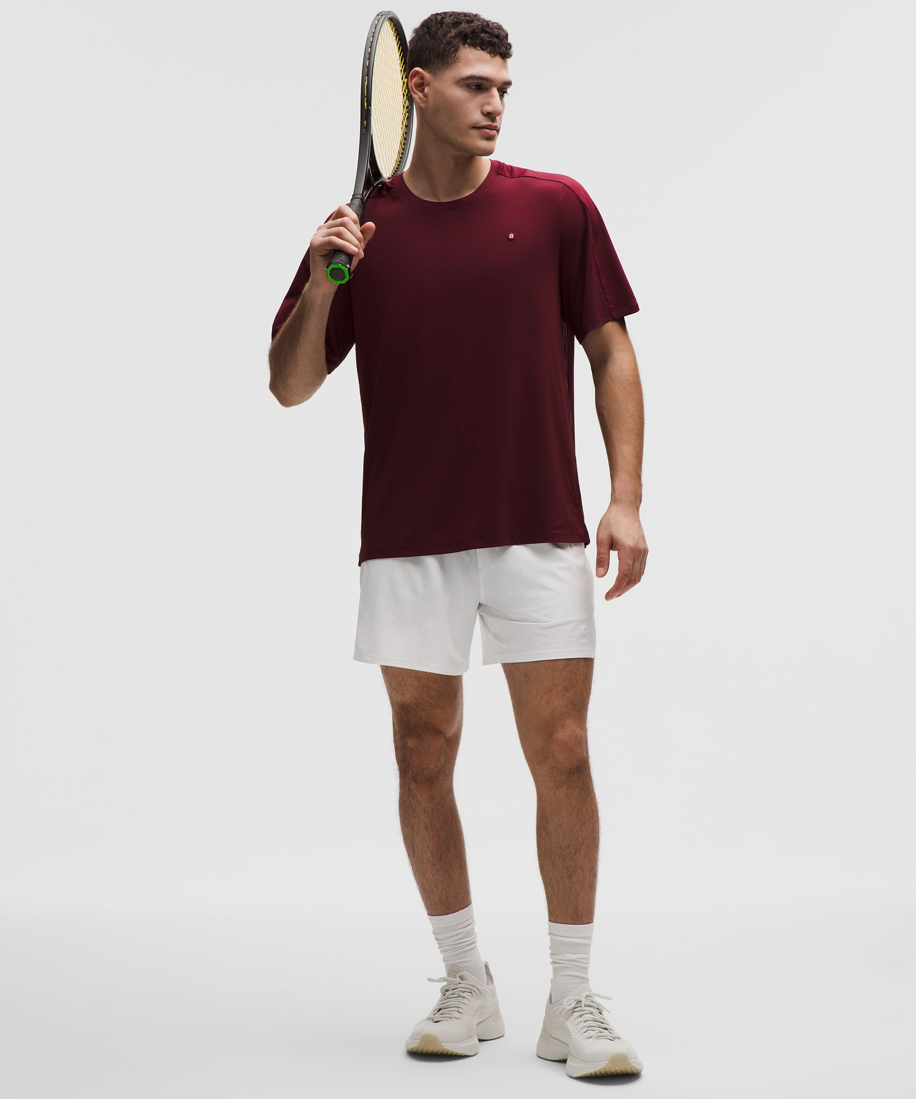 Striped Mesh Tennis Short 5"