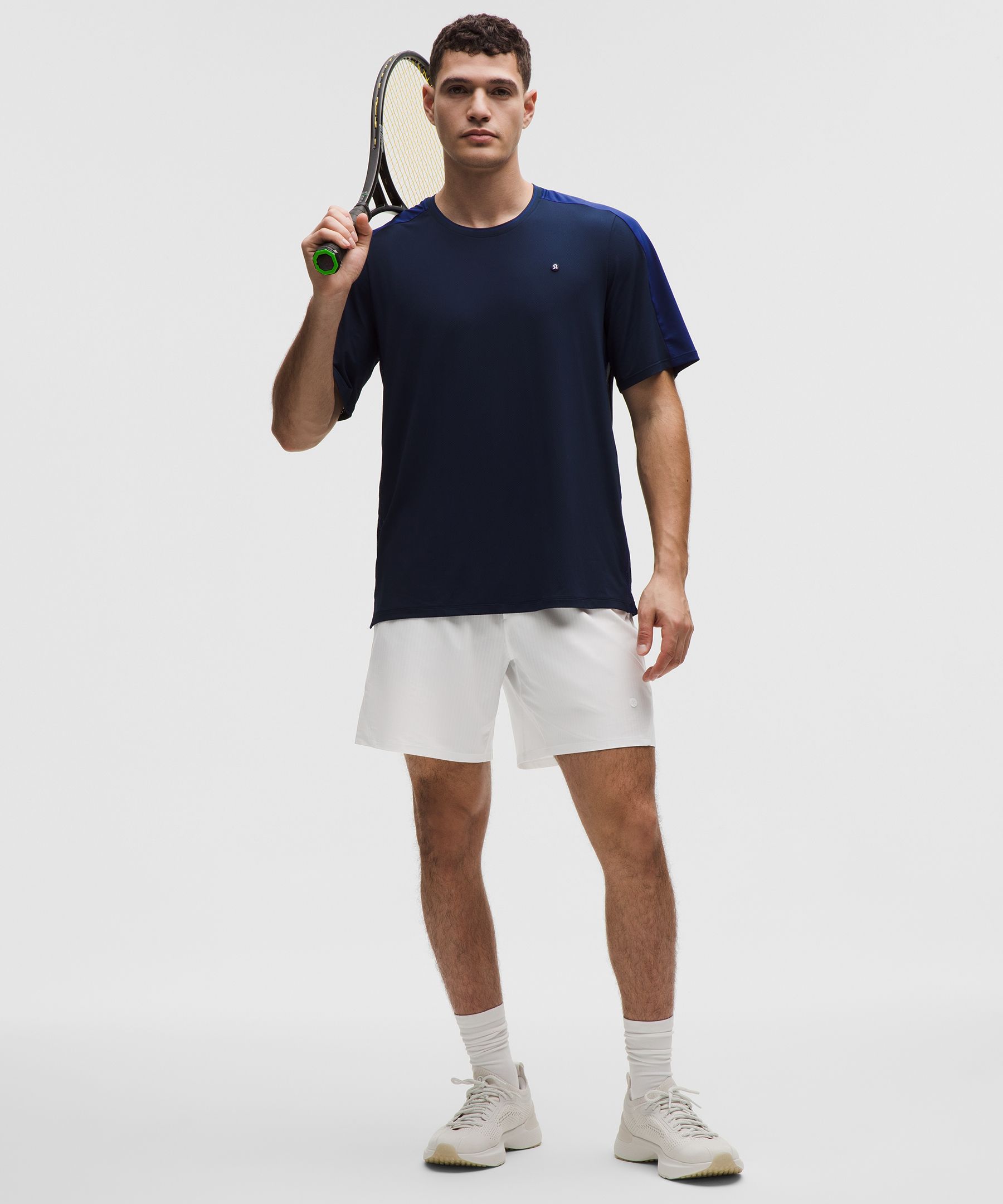 Striped Mesh Tennis Short 7"