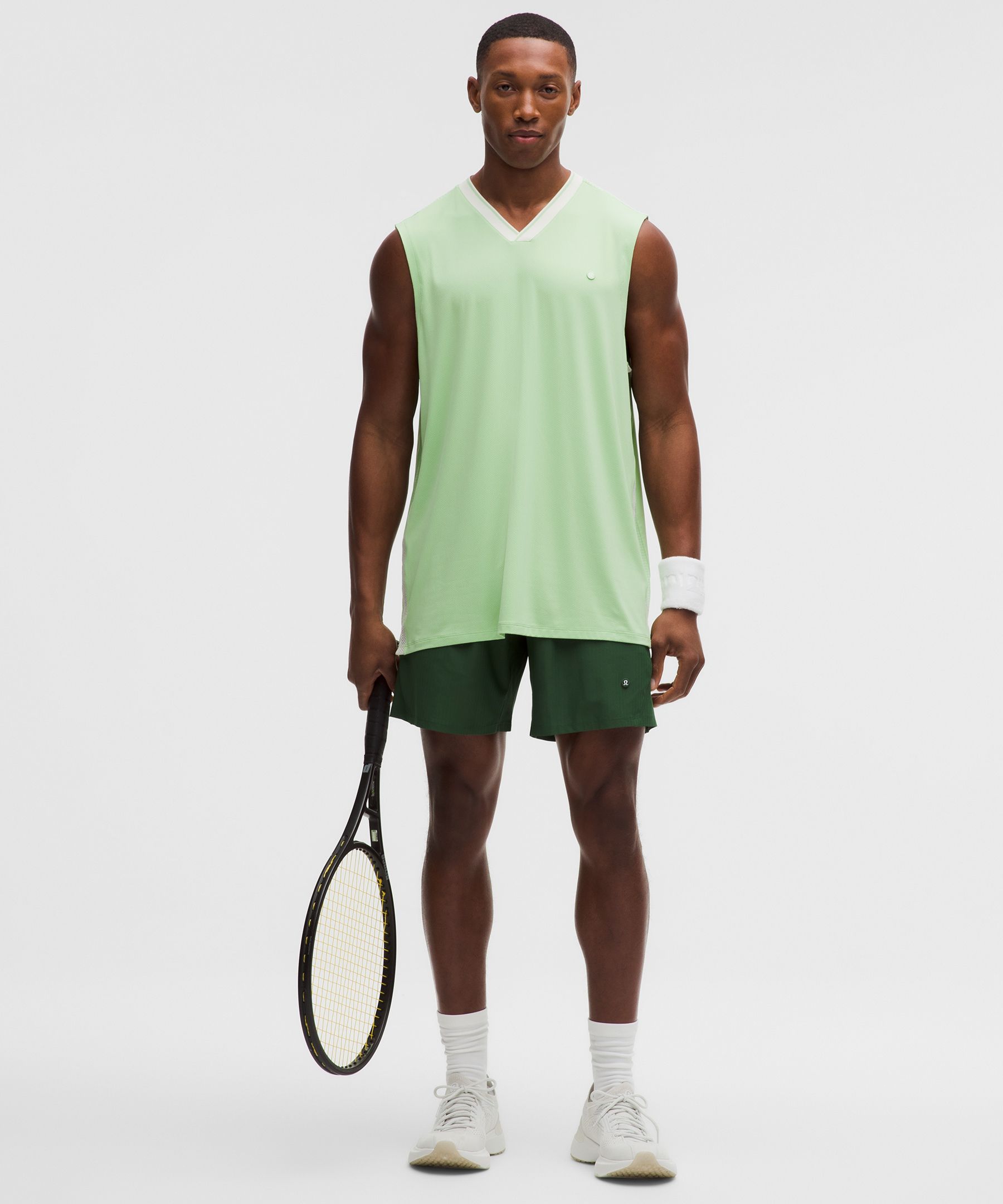 Striped Mesh Tennis Short 7"