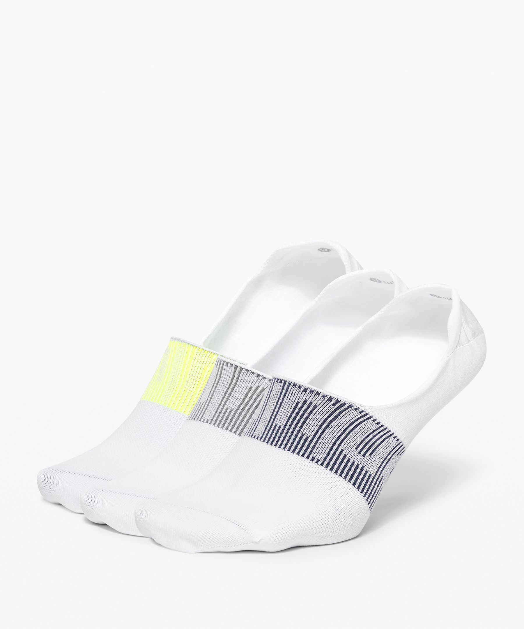 Lululemon Daily Stride No-show Socks 3 Pack In White/asphalt/highlight Yellow