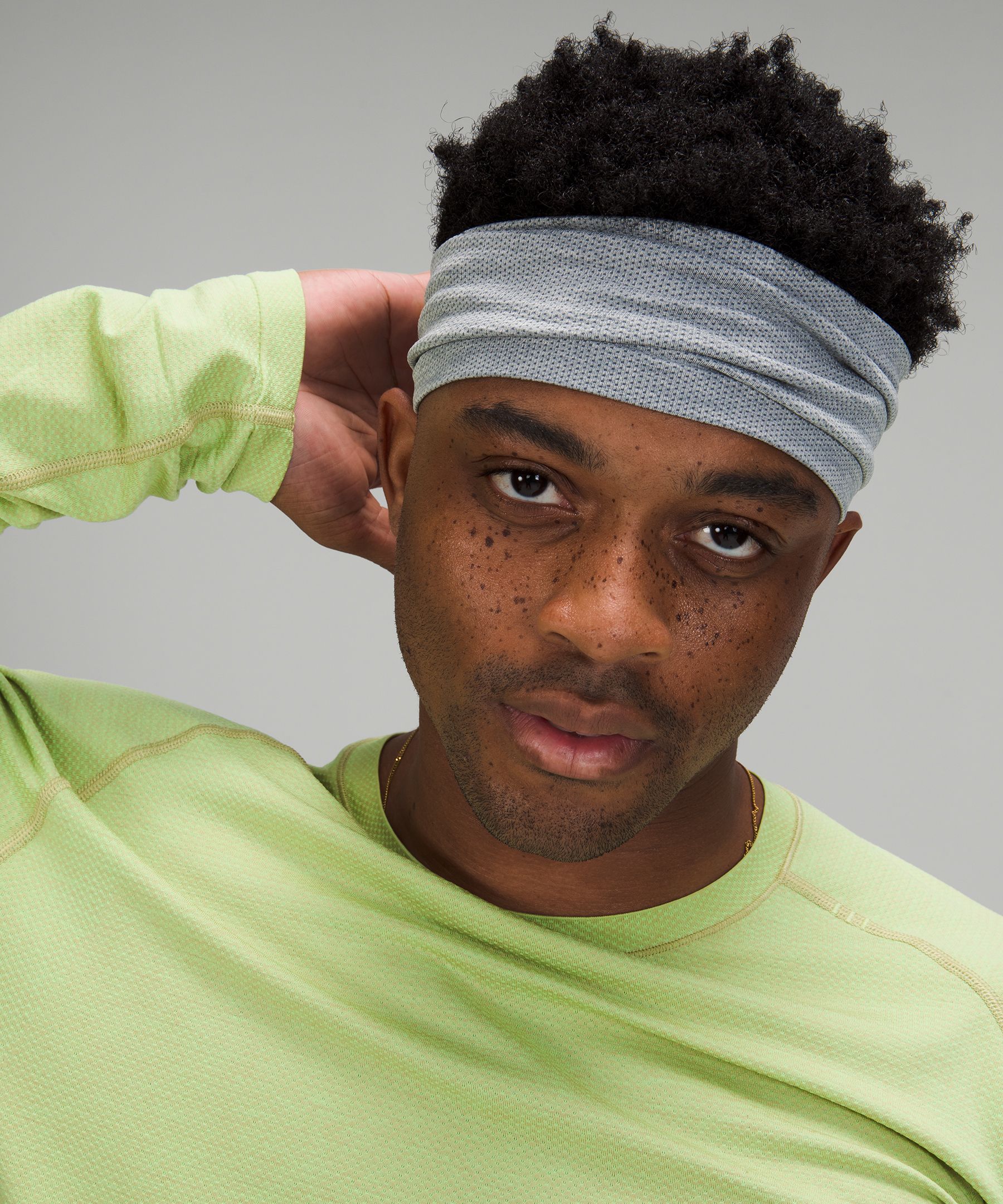 Lululemon Metal Vent Tech Headband In Rhino Grey/white