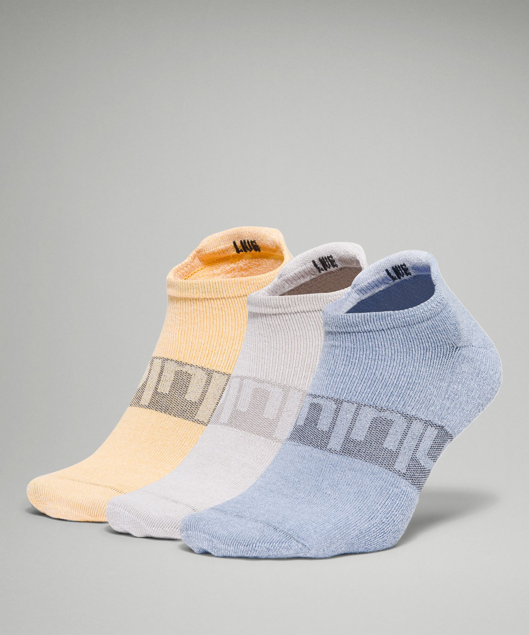 Lululemon Daily Stride Low Ankle Sock *3 Pack In River Blue/raw Linen/wheat Yellow