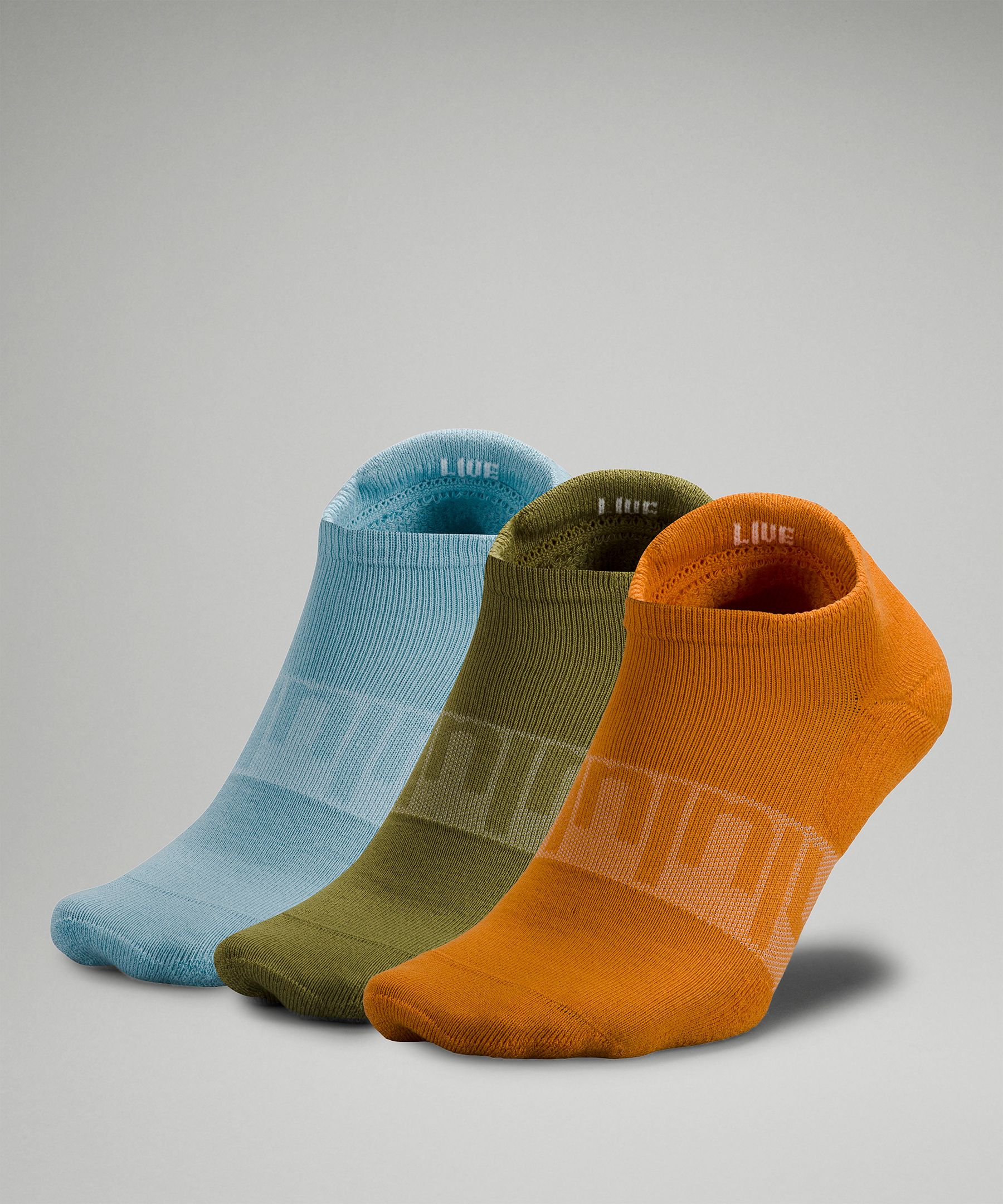 Lululemon Daily Stride Low-ankle Socks 3 Pack In Autumn Orange/bronze Green/breeze Blue