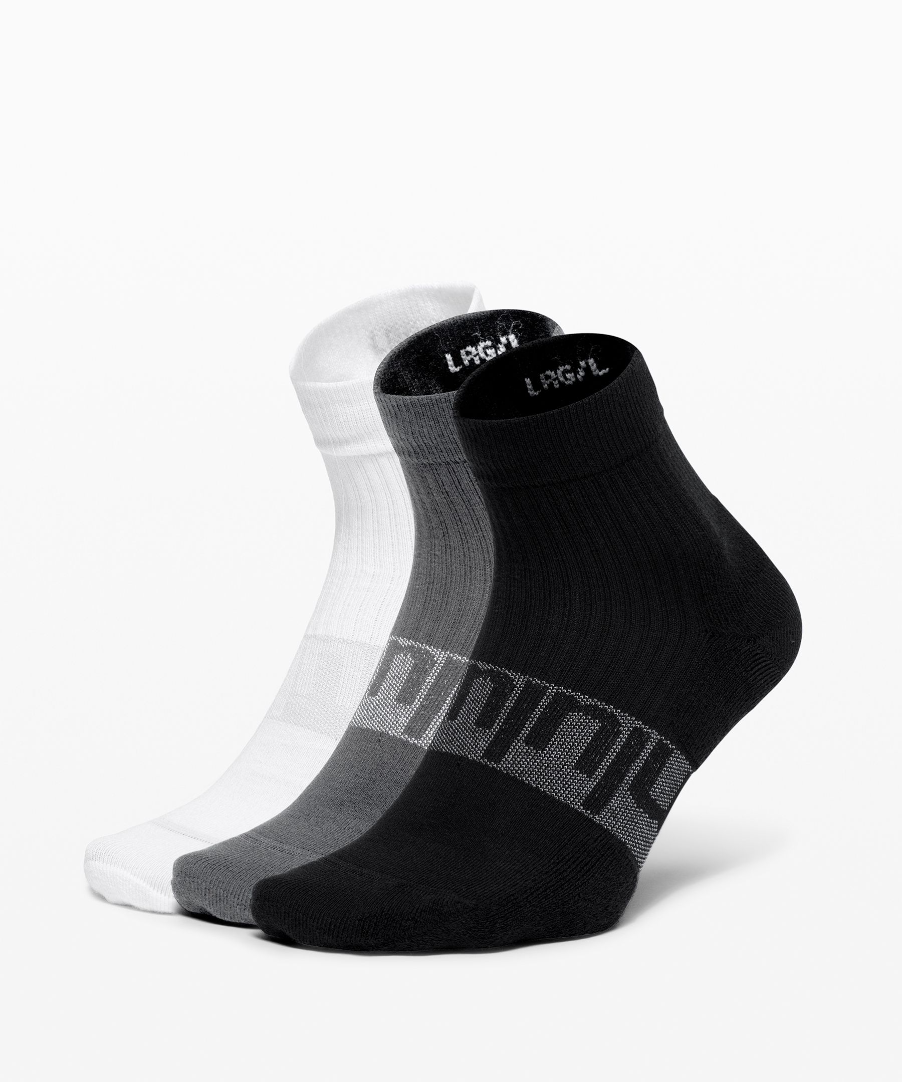 Lululemon Daily Stride Mid-crew Socks 3 Pack In White/heather Grey/black
