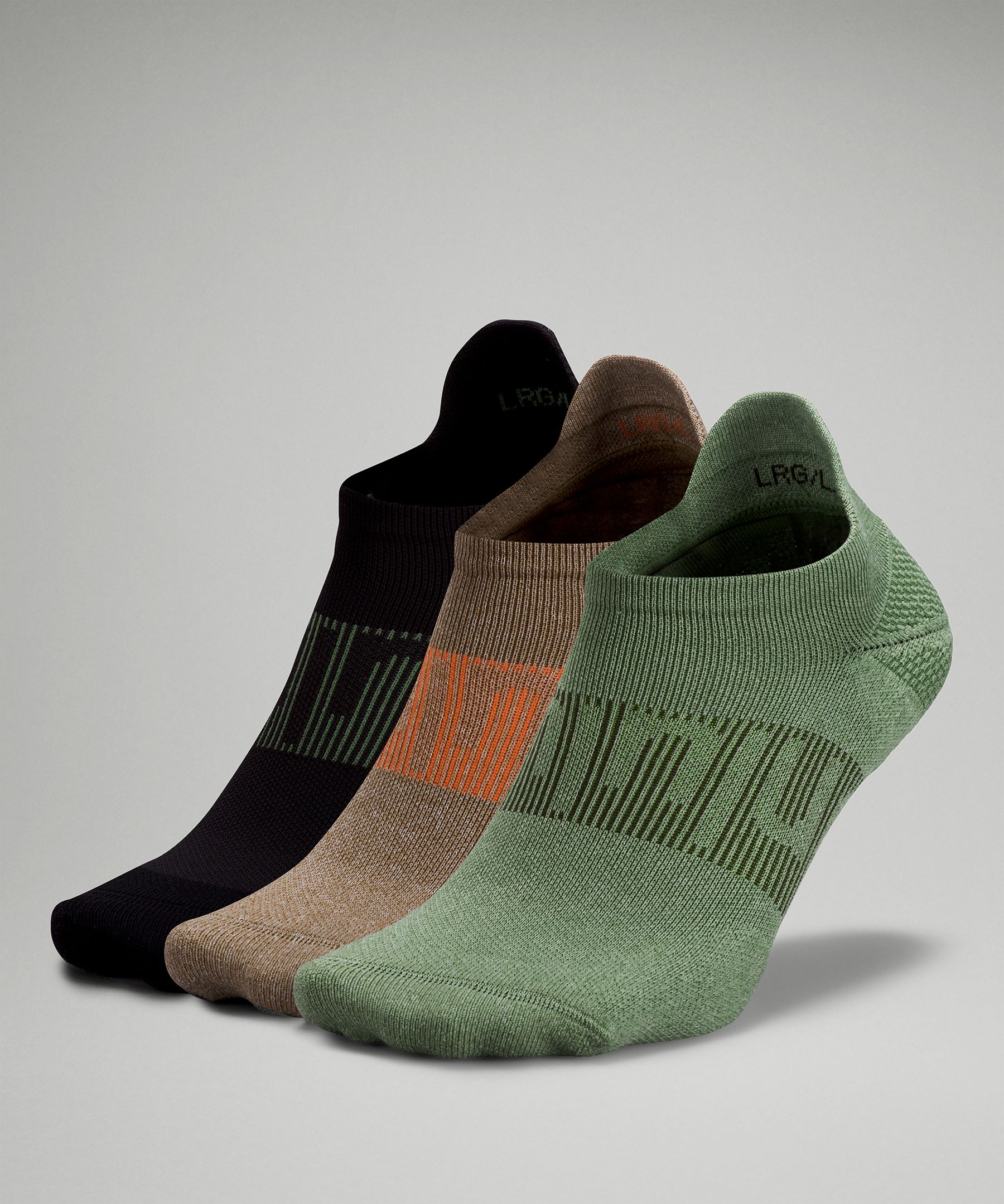 Lululemon Power Stride Tab Socks 3 Pack In Cedar Green/artifact/black