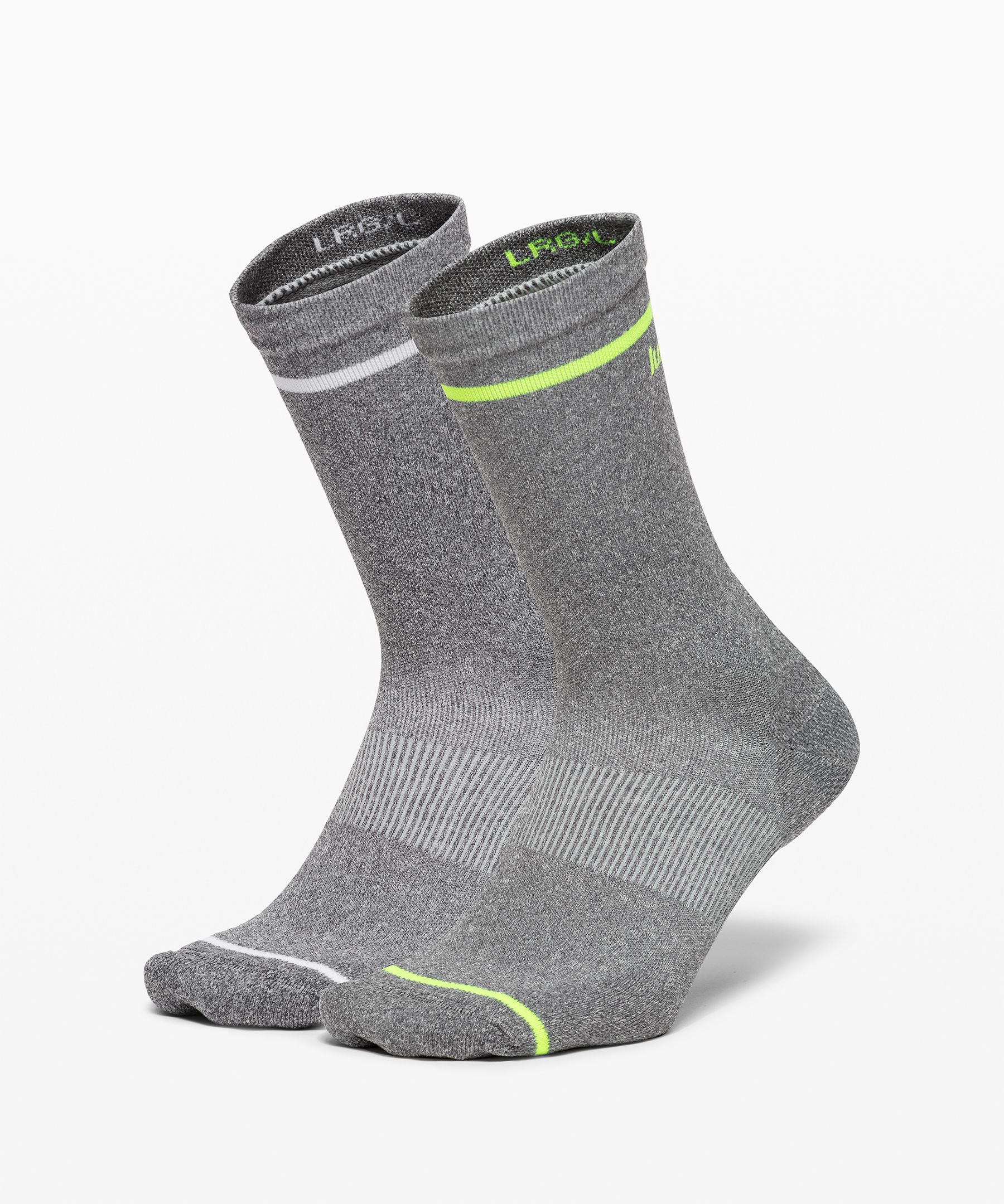 Lululemon Power Stride Crew Socks Stripe 2 Pack Box Set In Heathered Graphite Grey