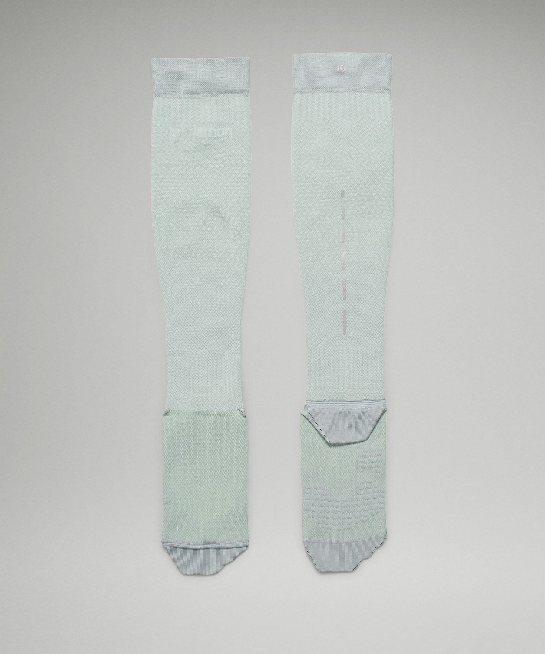 Lululemon Micropillow Compression Knee-high Running Socks Light Cushioning In Silver Blue