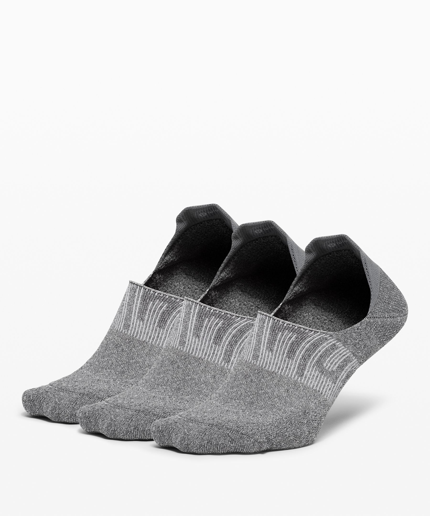 Lululemon Power Stride No-show Socks With Active Grip Anti-stink 3 Pack In Heathered Graphite Grey