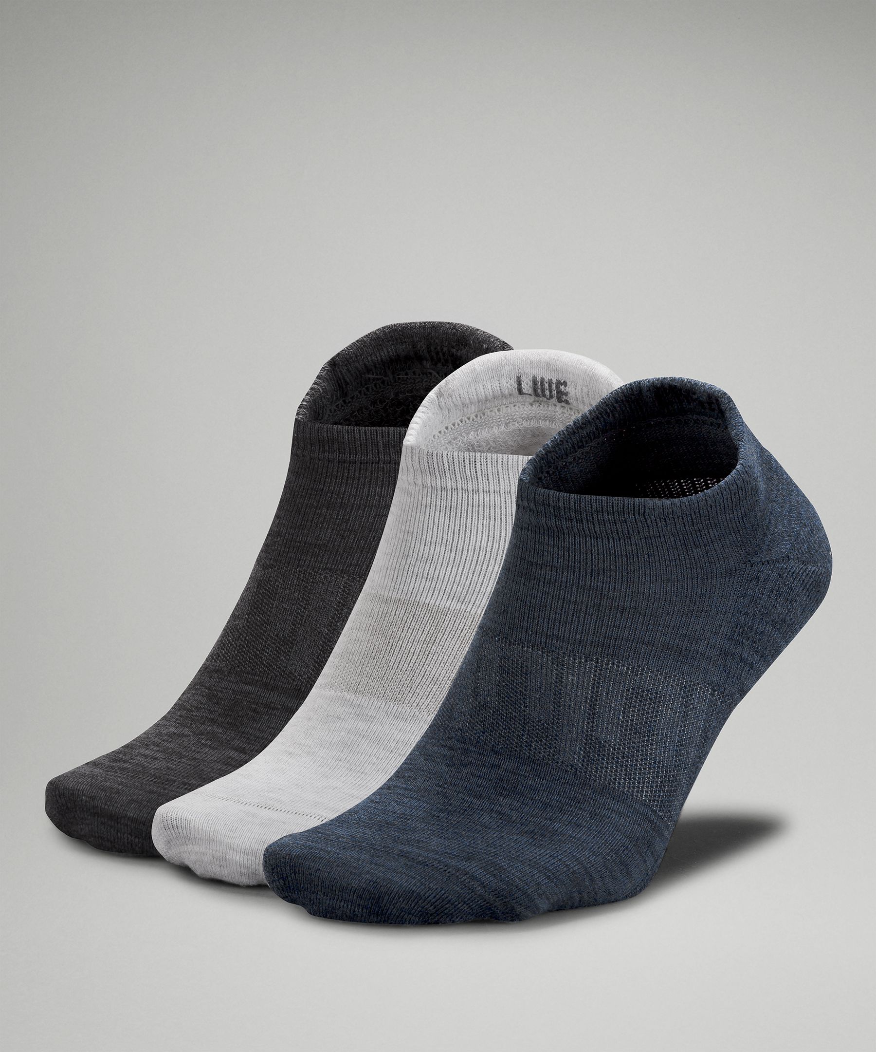 Lululemon Daily Stride Low-ankle Socks 3 Pack In Iron Blue/white/heather Grey