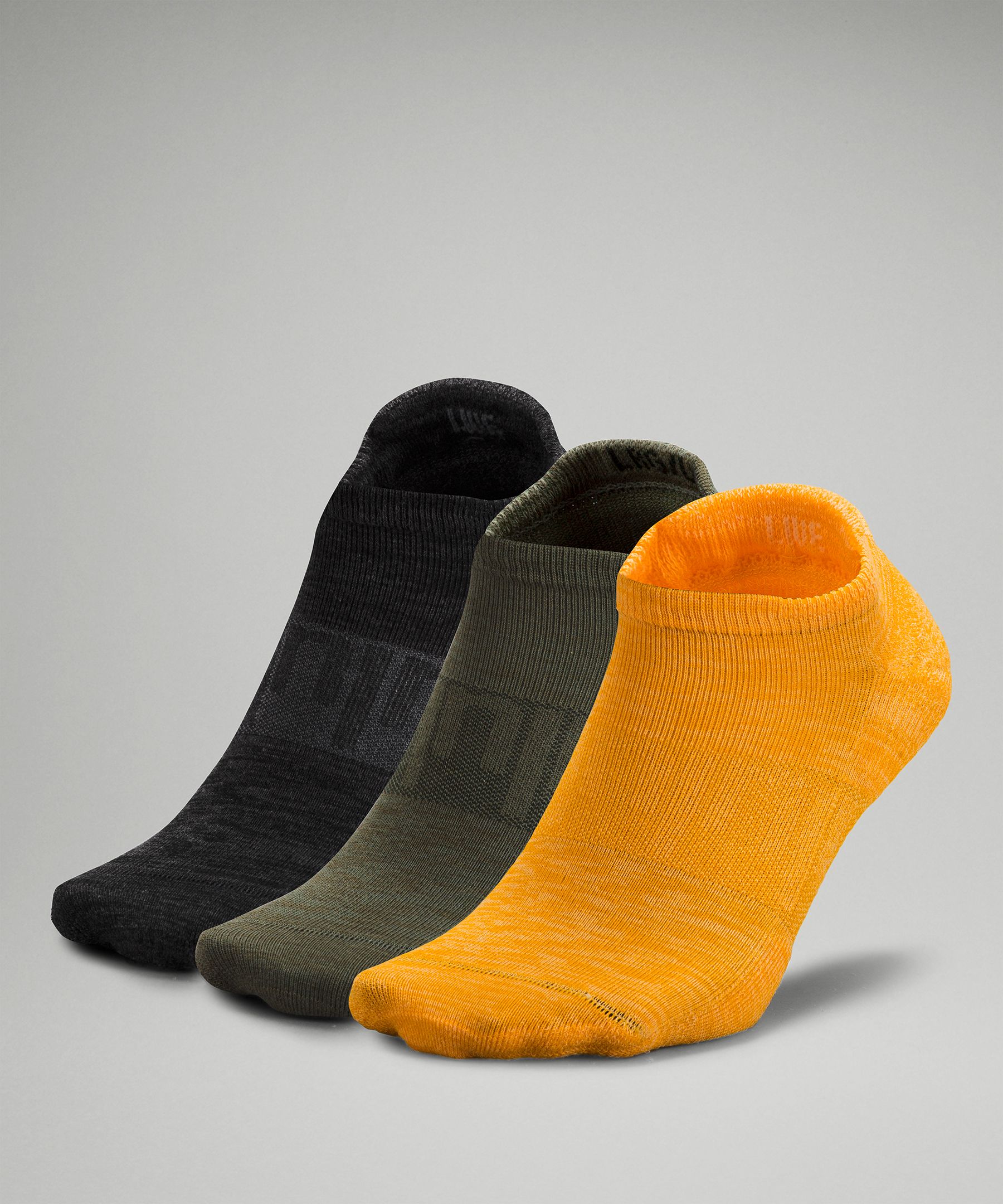 Lululemon Daily Stride Low-ankle Socks 3 Pack In Clementine/green Twill/black