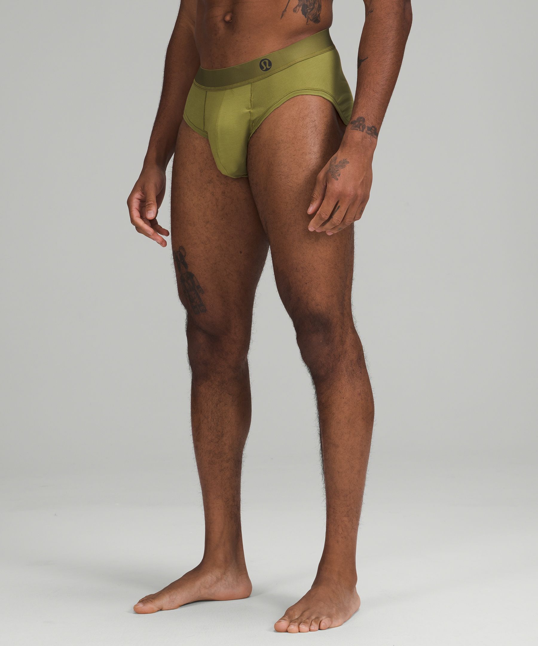 Lululemon Always In Motion Briefs With Fly In Bronze Green