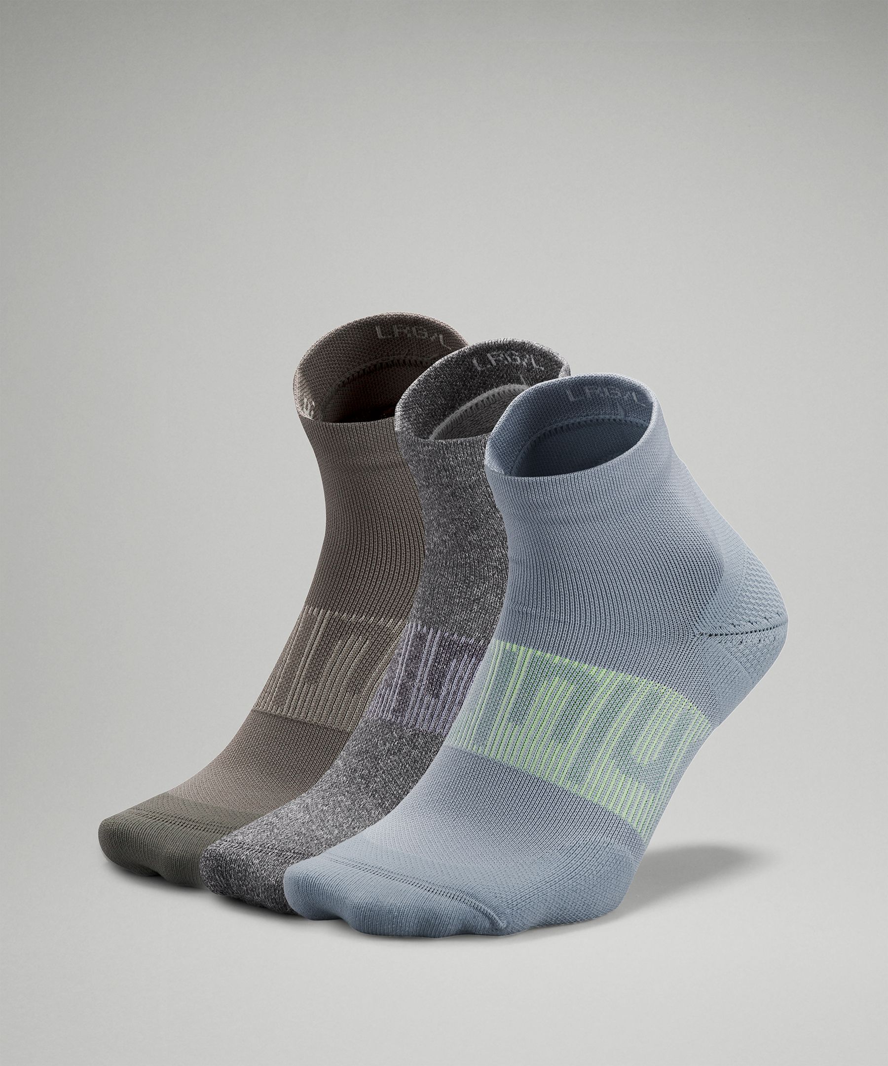 Lululemon Power Stride Ankle Socks 3 Pack In Chambray/heather Grey/grey Sage