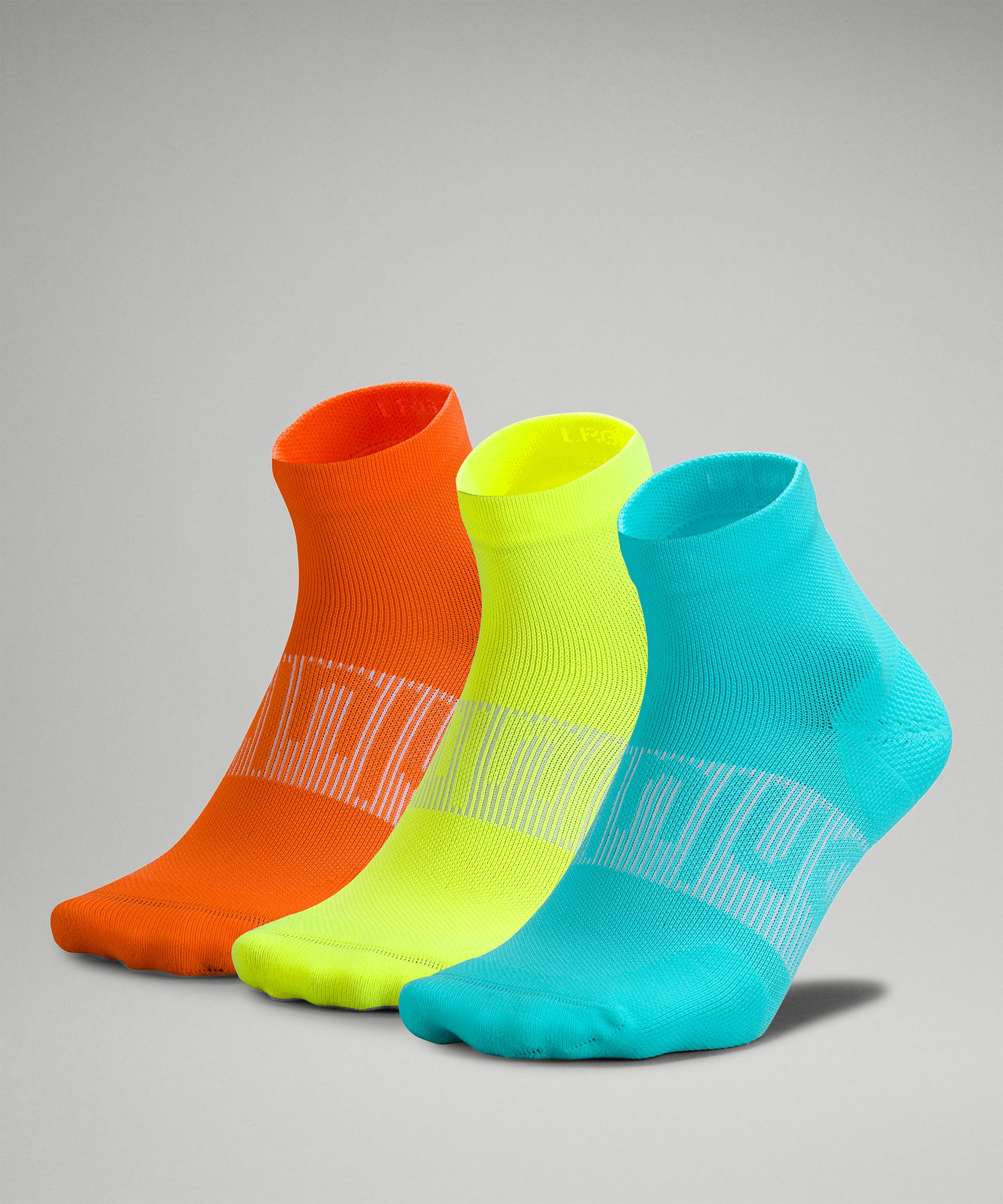 Lululemon Power Stride Ankle Socks 3 Pack In Electric Turquoise/highlight Yellow/blaze Orange
