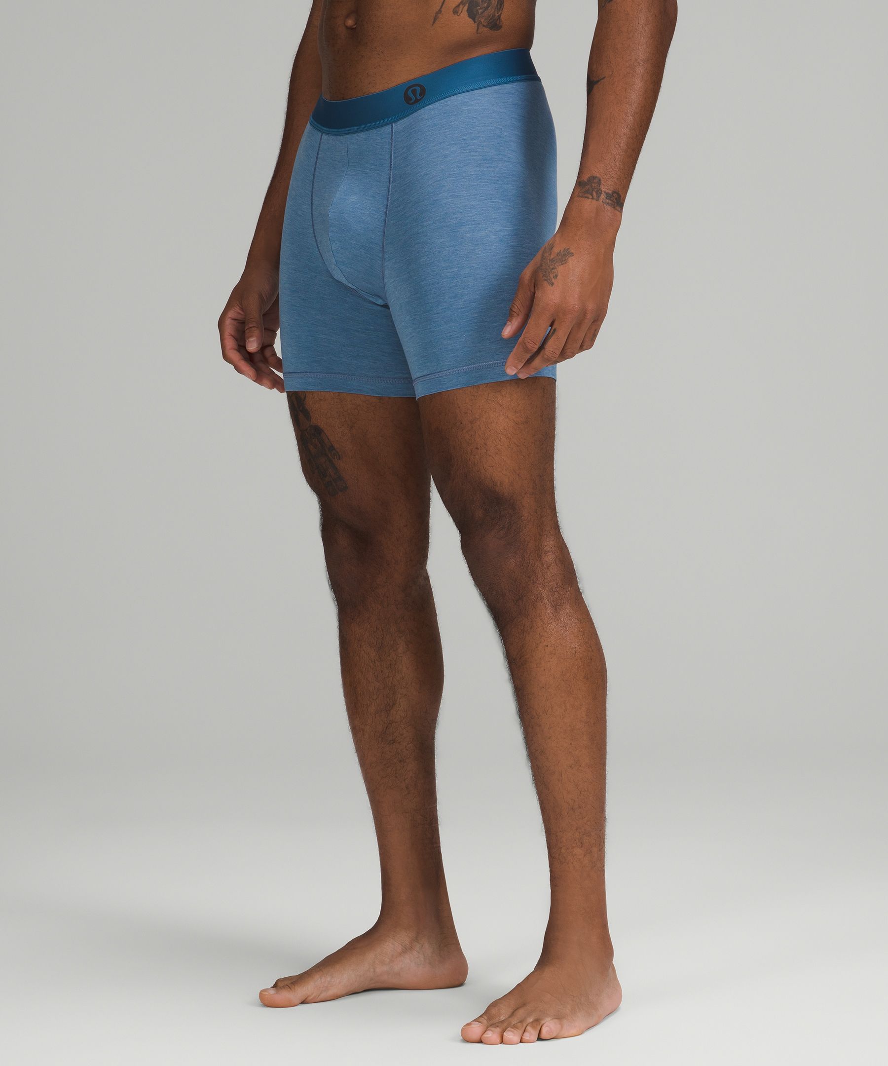 Lululemon Always In Motion Boxers 5" In Heathered Soft Denim