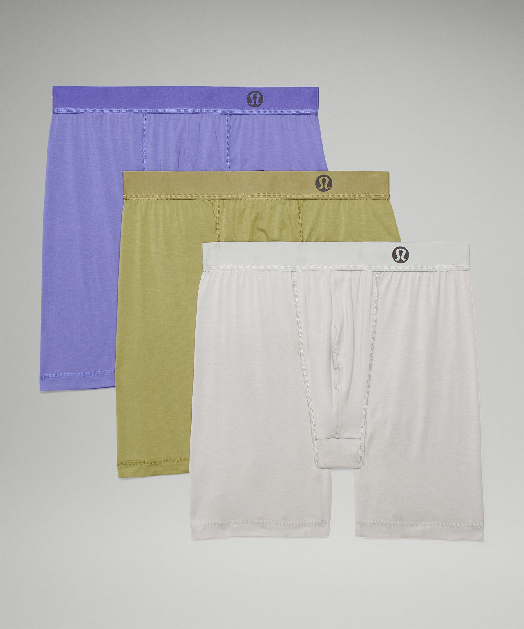 Lululemon Always In Motion Long Boxers 7" 3 Pack In Charged Indigo/bronze Green/seal Grey