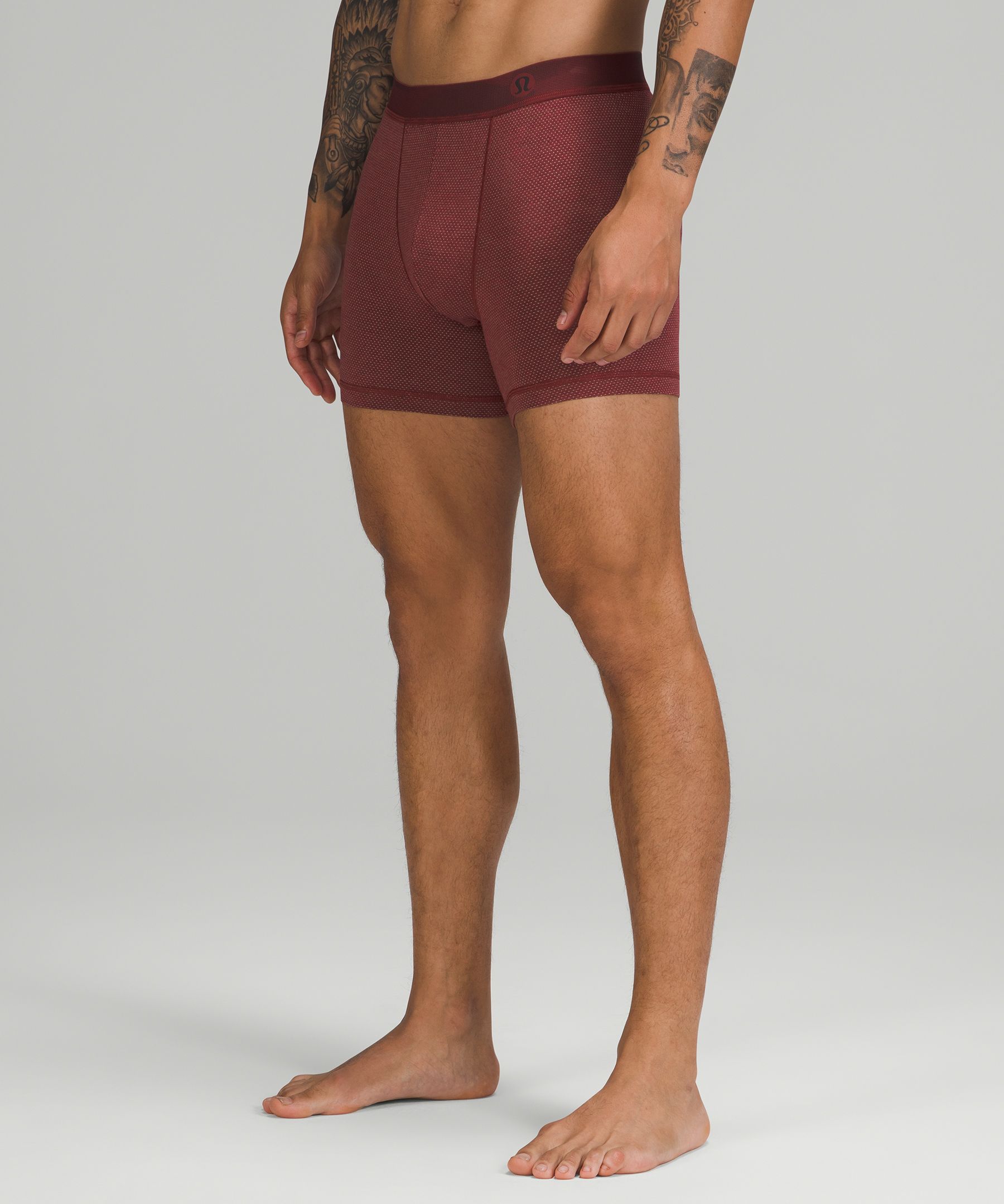 Lululemon Always In Motion Boxers Mesh 5" In Heathered Mulled Wine