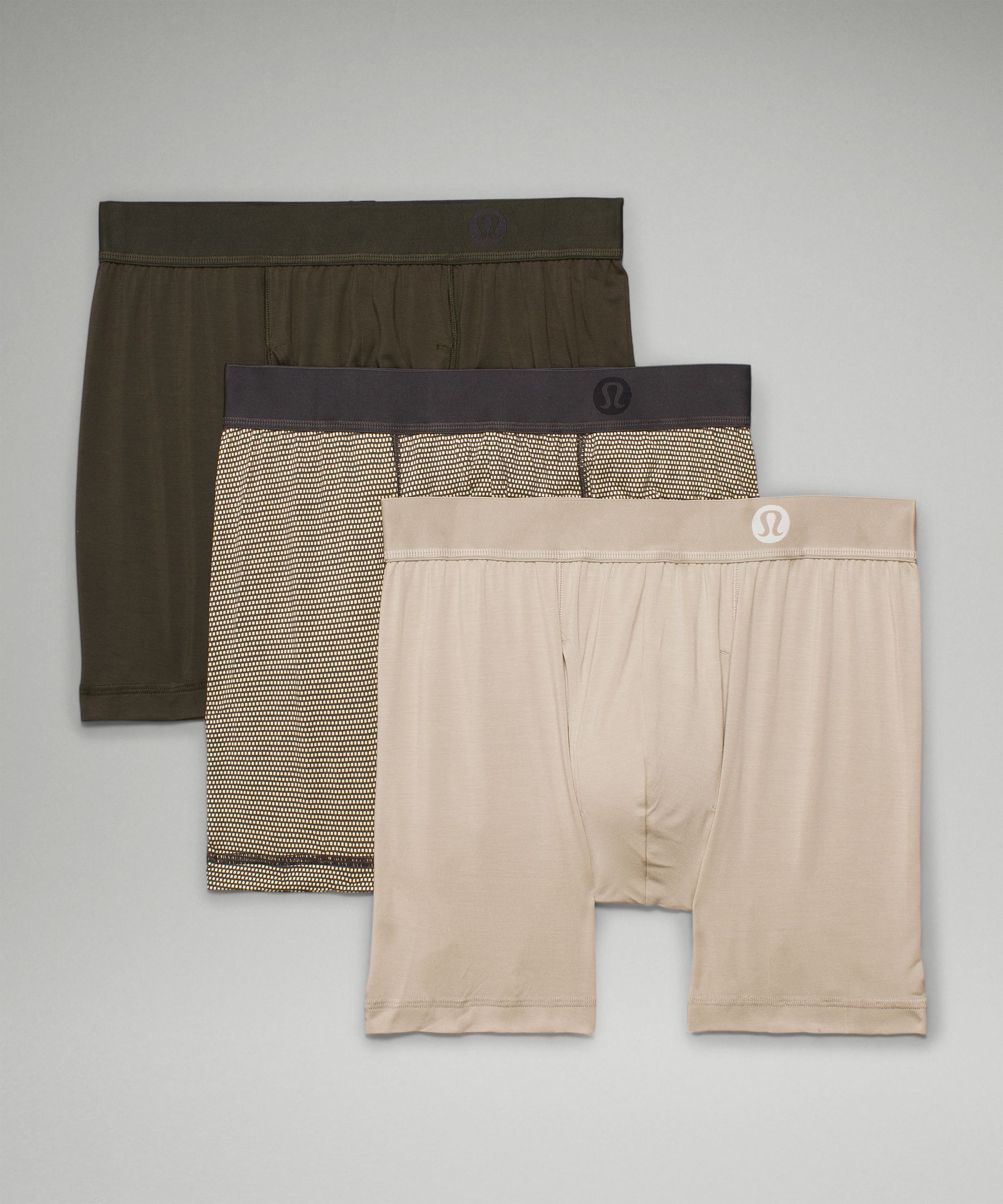 Lululemon Always In Motion Boxers With Fly 3 Pack In Polka Squat Inverse Lemon Chiffon Graphite Grey/dark Olive/raw Linen