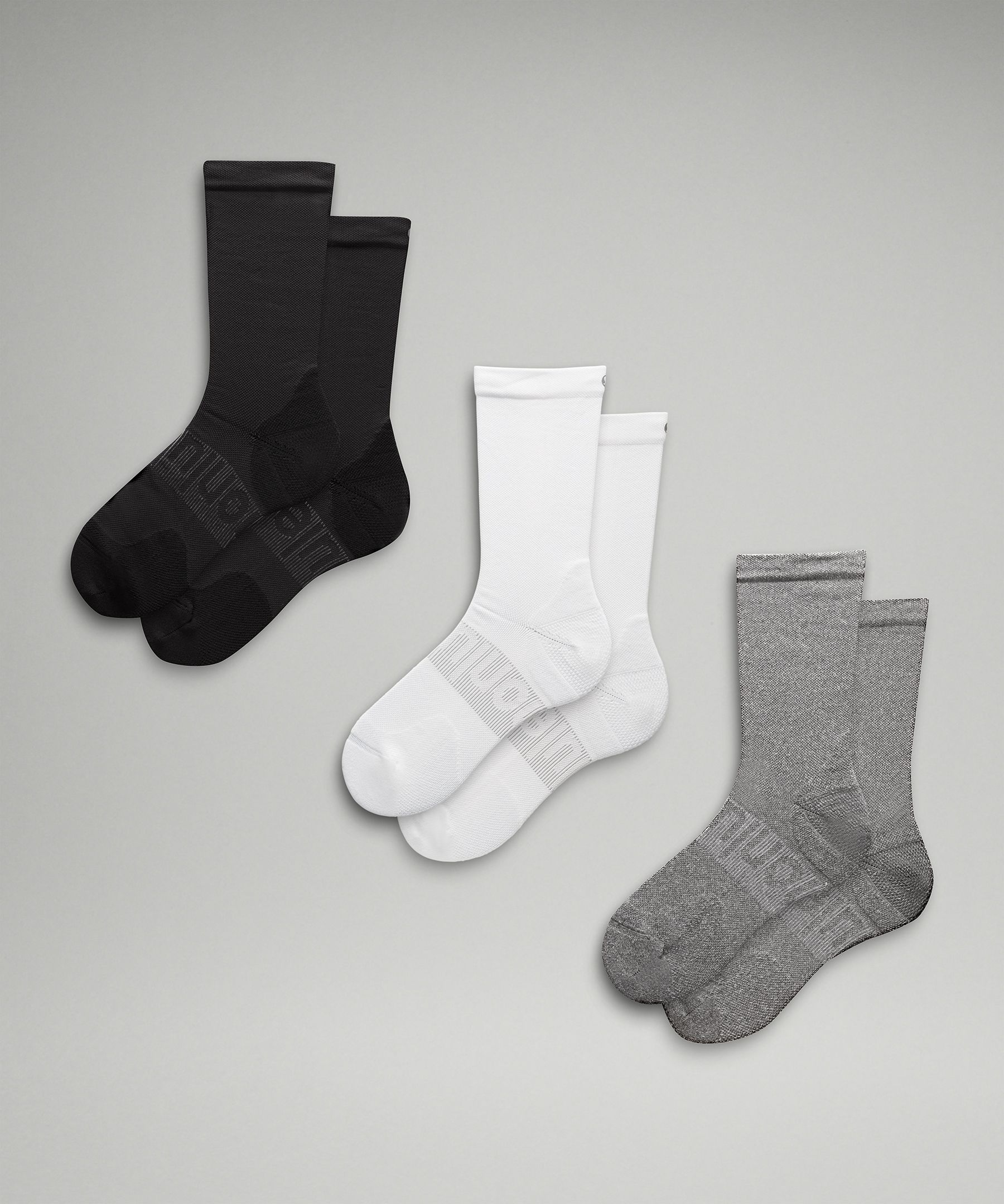 Men's Power Stride Crew Socks 3 Pack - Grey,Black,White,Neutral