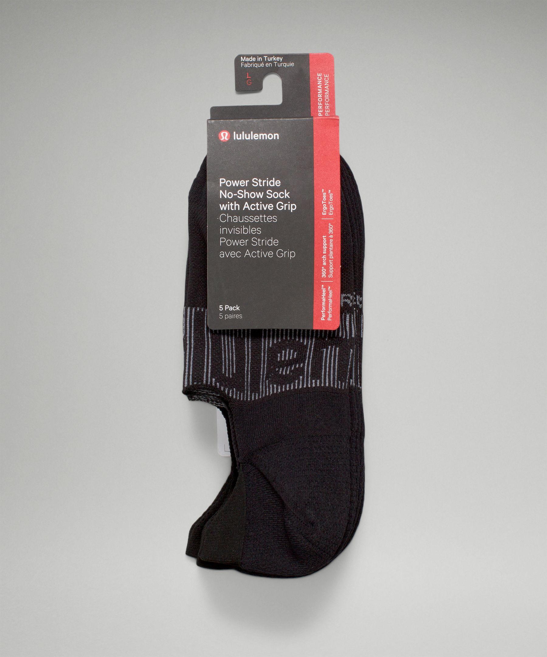 Lululemon athletica Men's Power Stride No-Show Socks with Active Grip *5  Pack