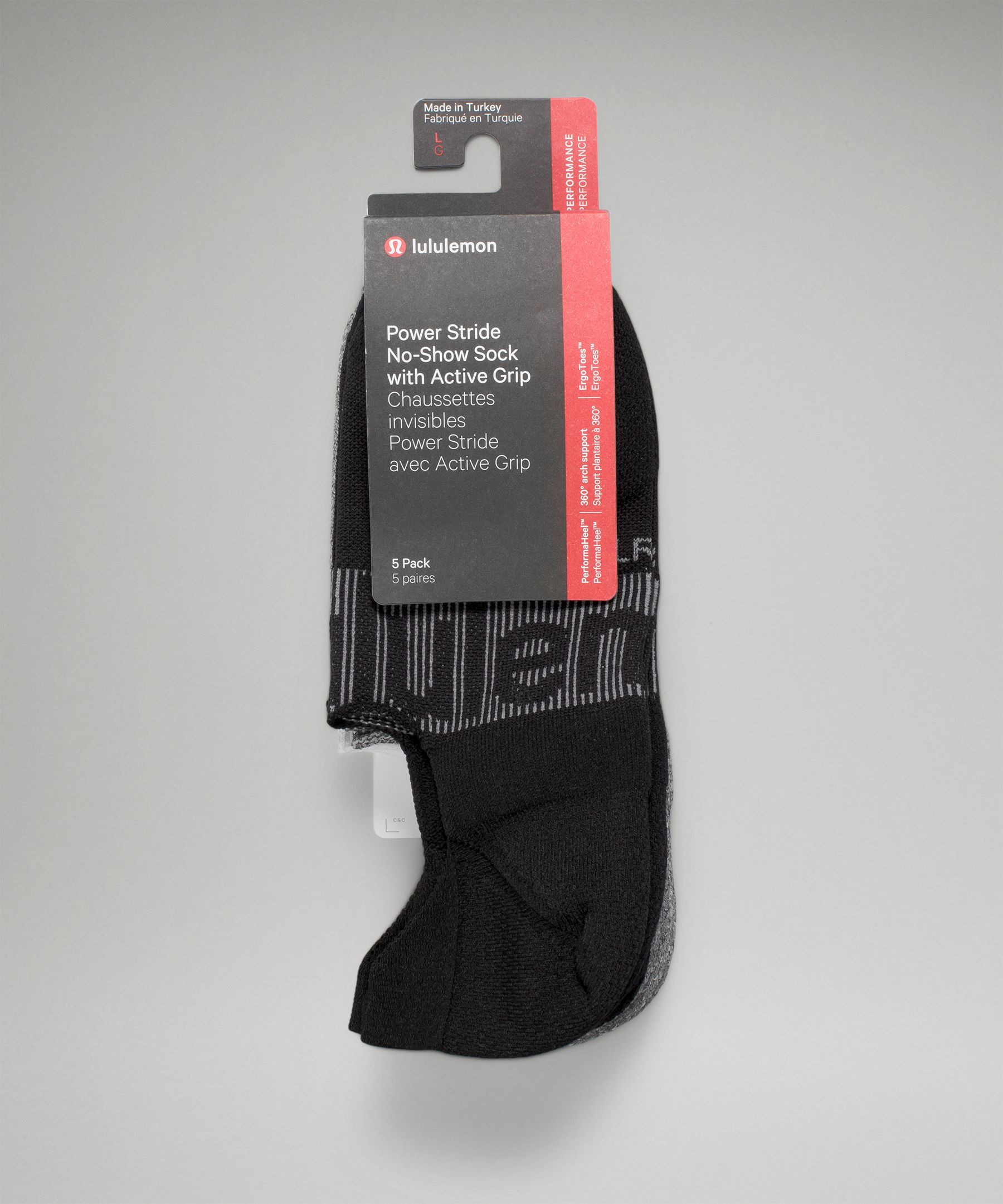 Lululemon athletica Men's Power Stride No-Show Socks with Active Grip *5  Pack