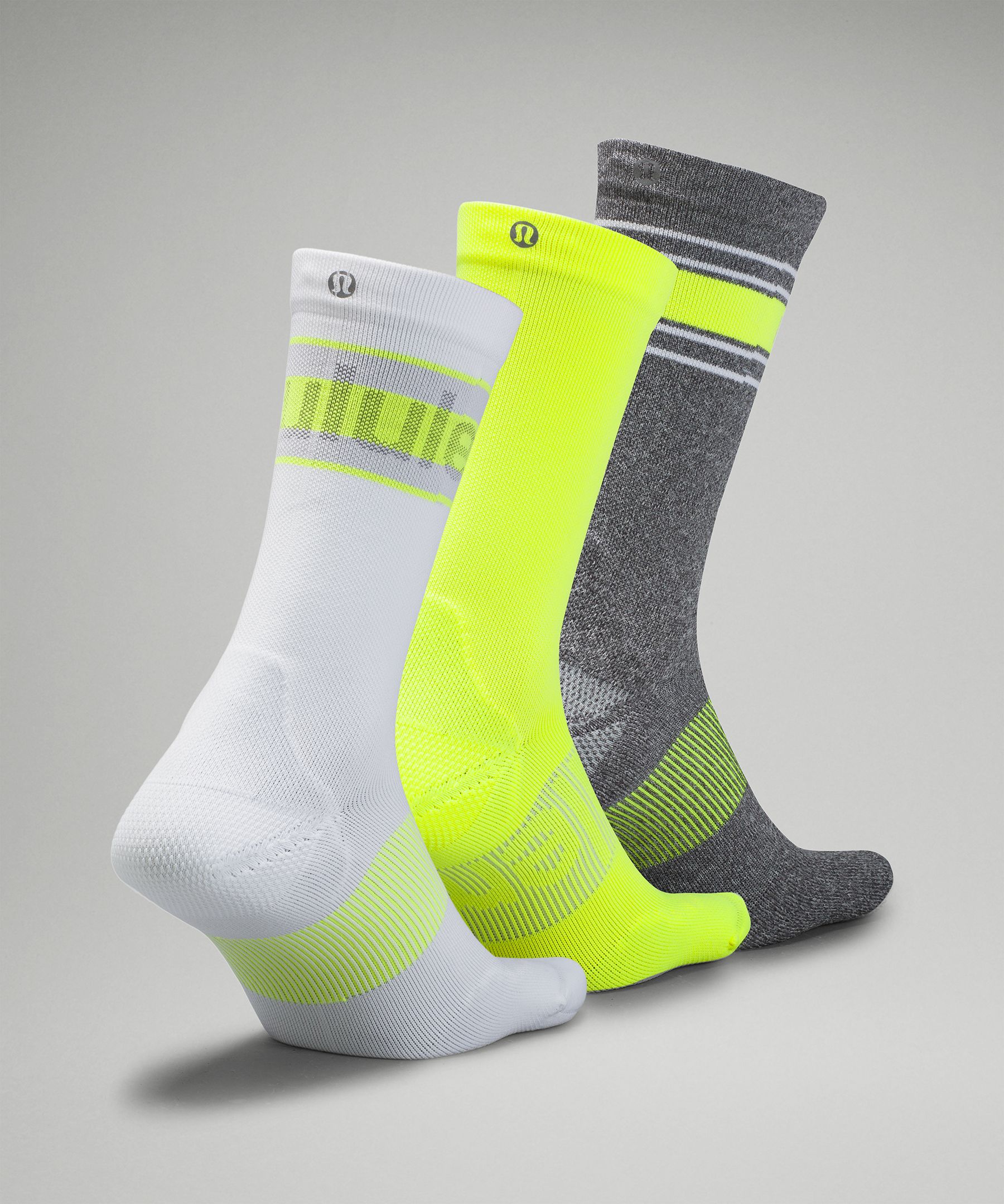 Lululemon Men's Power Stride Crew Socks 3 Pack Stripe | ModeSens