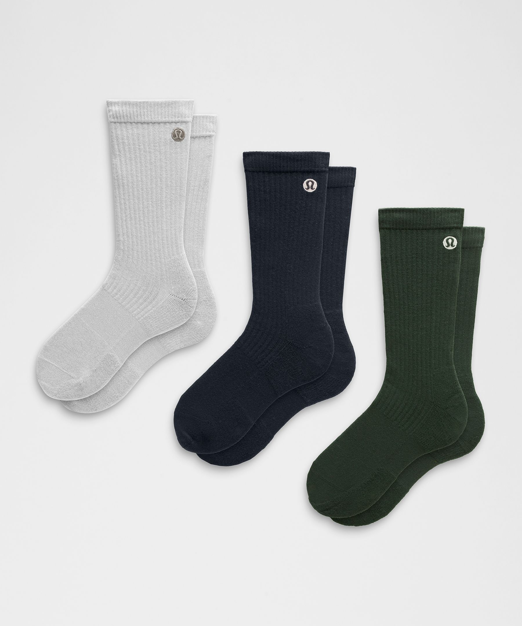 Men's Daily Stride Ribbed Comfort Crew Socks 3 Pack - White