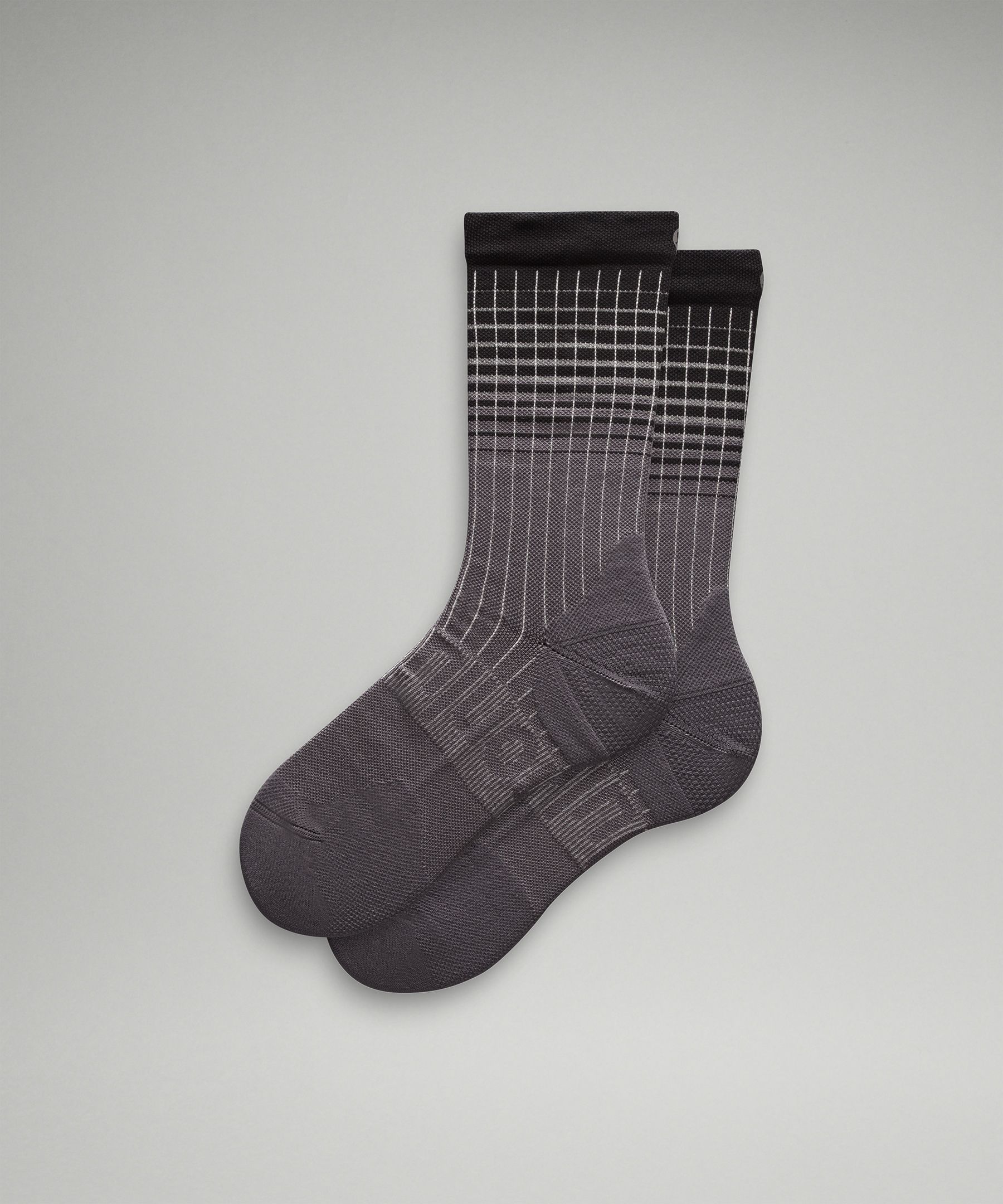 lululemon – Men's Power Stride Crew Socks Reflective – Color Black/Grey – Size M