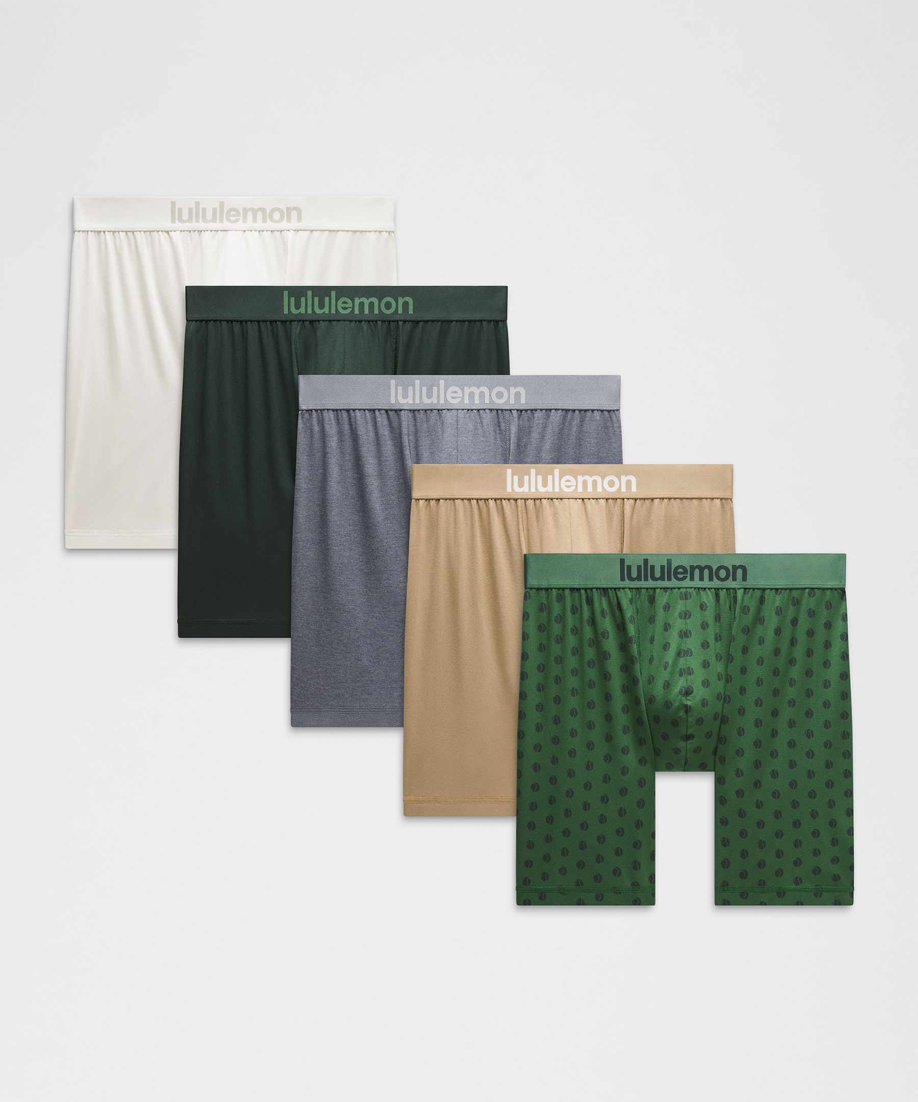 lululemon  Always In Motion Boxer Brief 7" 5 Pack - Size S - Brown,green,grey,white