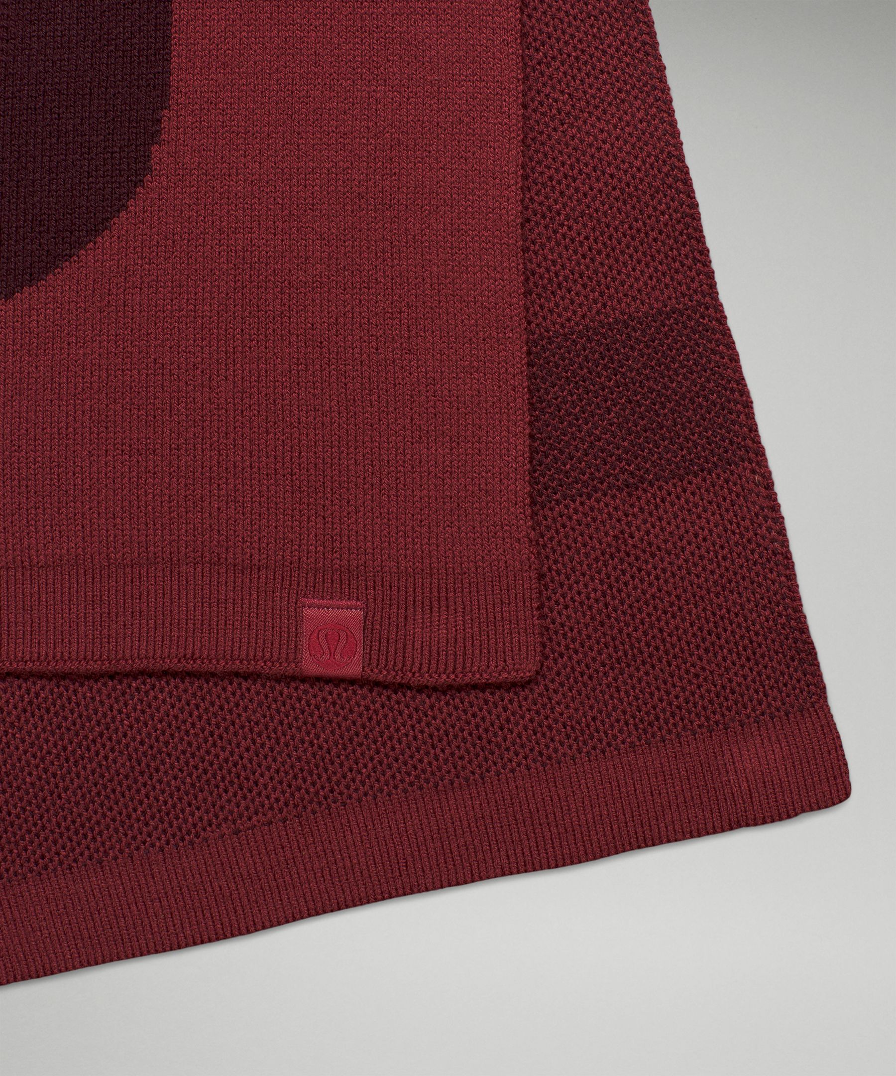 Lululemon Wool-blend Knit Logo Scarf In Mulled Wine/cassis